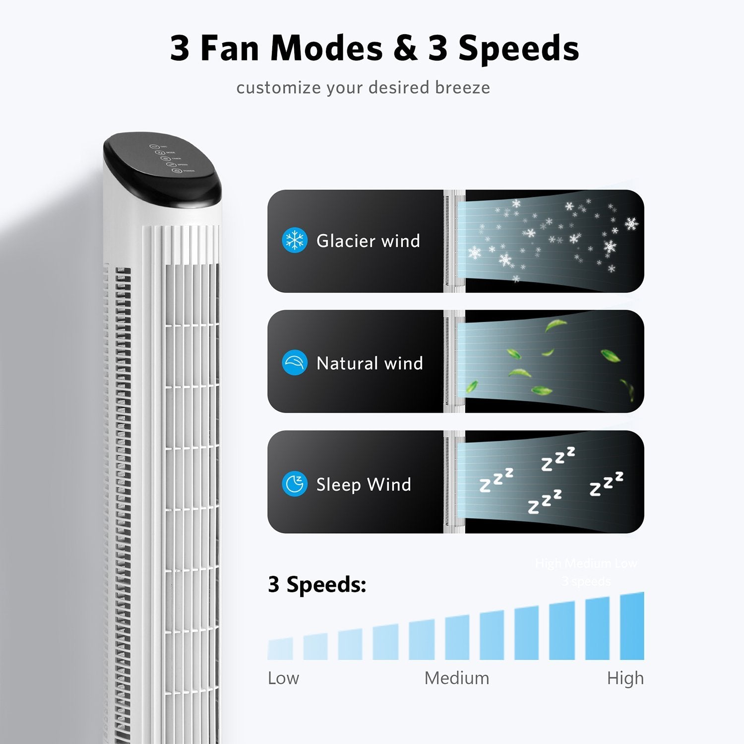 Load image into Gallery viewer, 48 Inch Tower Oscillating Fan with Remote White - NAIPO