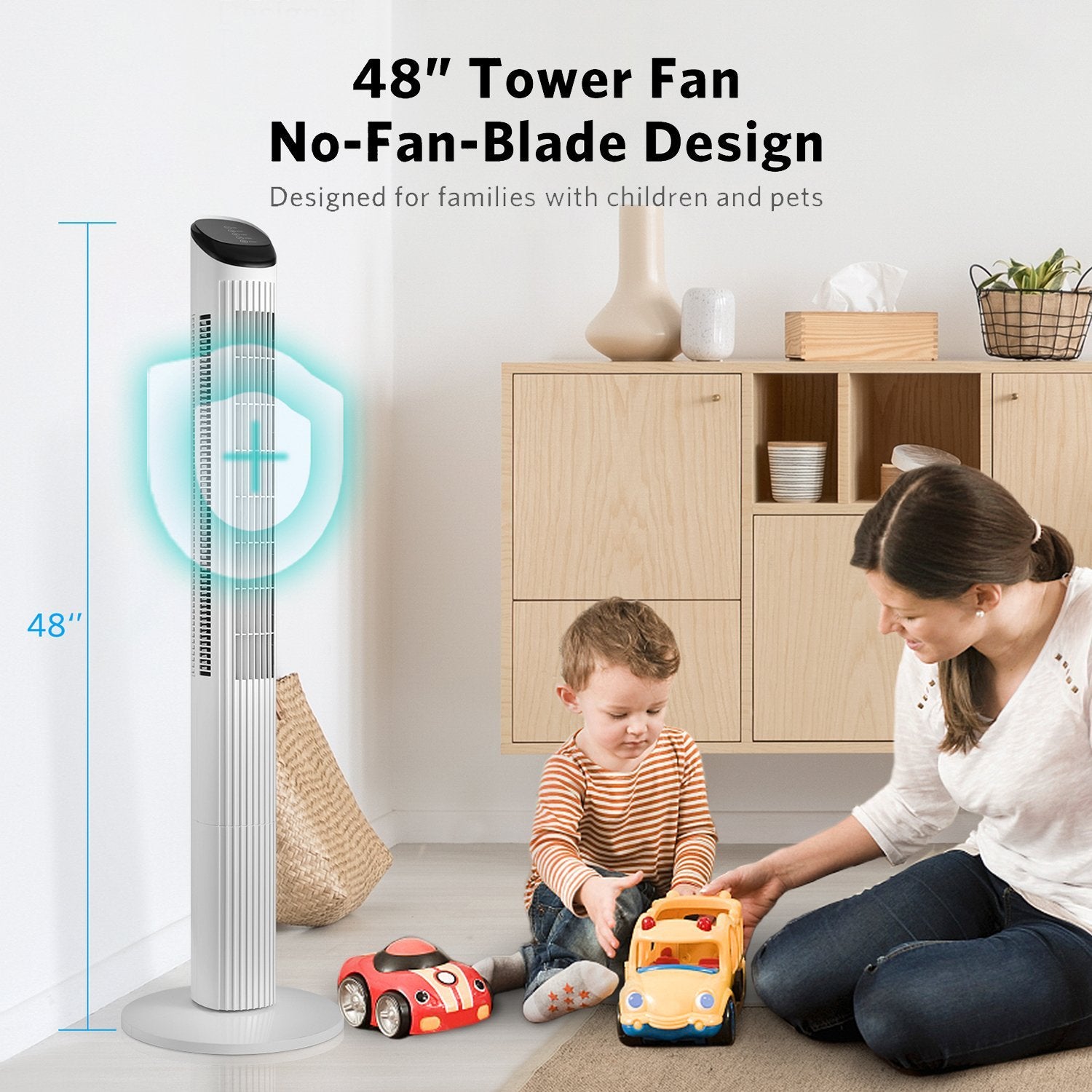 Load image into Gallery viewer, 48 Inch Tower Oscillating Fan with Remote White - NAIPO