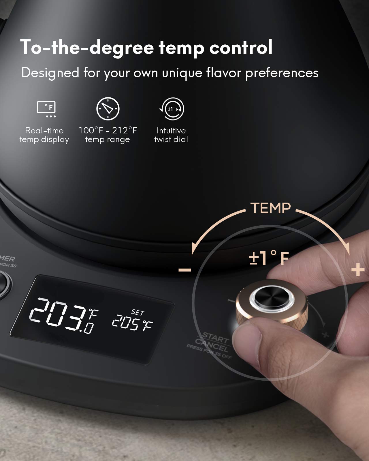 Load image into Gallery viewer, Gooseneck Kettle Temperature Control, Pour Over Electric Kettle for Coffee and Tea, 100% Stainless Steel Inner, 1200W Rapid Heating, 0.8L