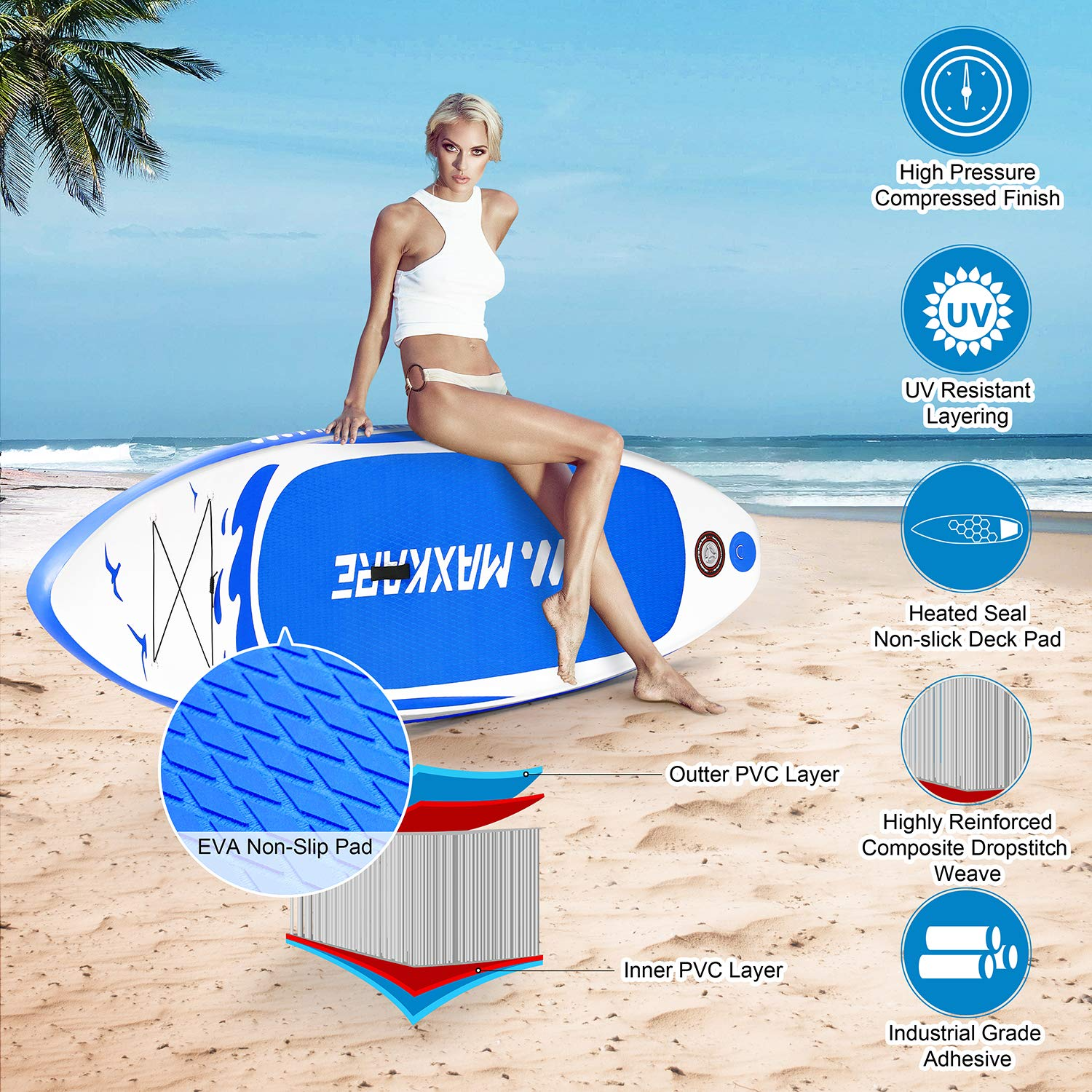 Load image into Gallery viewer, Stand Up Paddle Board Inflatable SUP W Stand-up Paddle Board Accessories Backpack Paddle Leash Pump Non-Slip Deck ISUP Fishing Yoga Rigid Solid 10'× 30" ×6'' Thick Adult & Youth & Kid