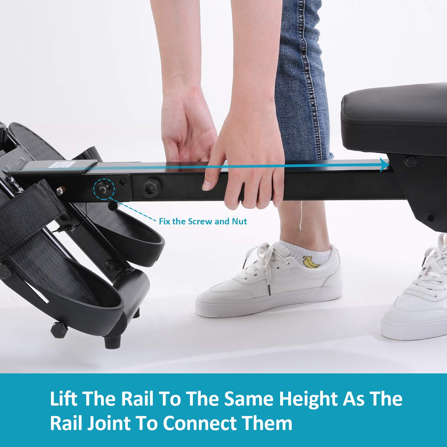 Load image into Gallery viewer, Air Rowing Machine Rower with LCD Monitor, 220LB Weight Capacity, 51 Inch Rail Length, Foldable Air Rower Adjustable Resistance for Gym Cardio Exercise Home Use