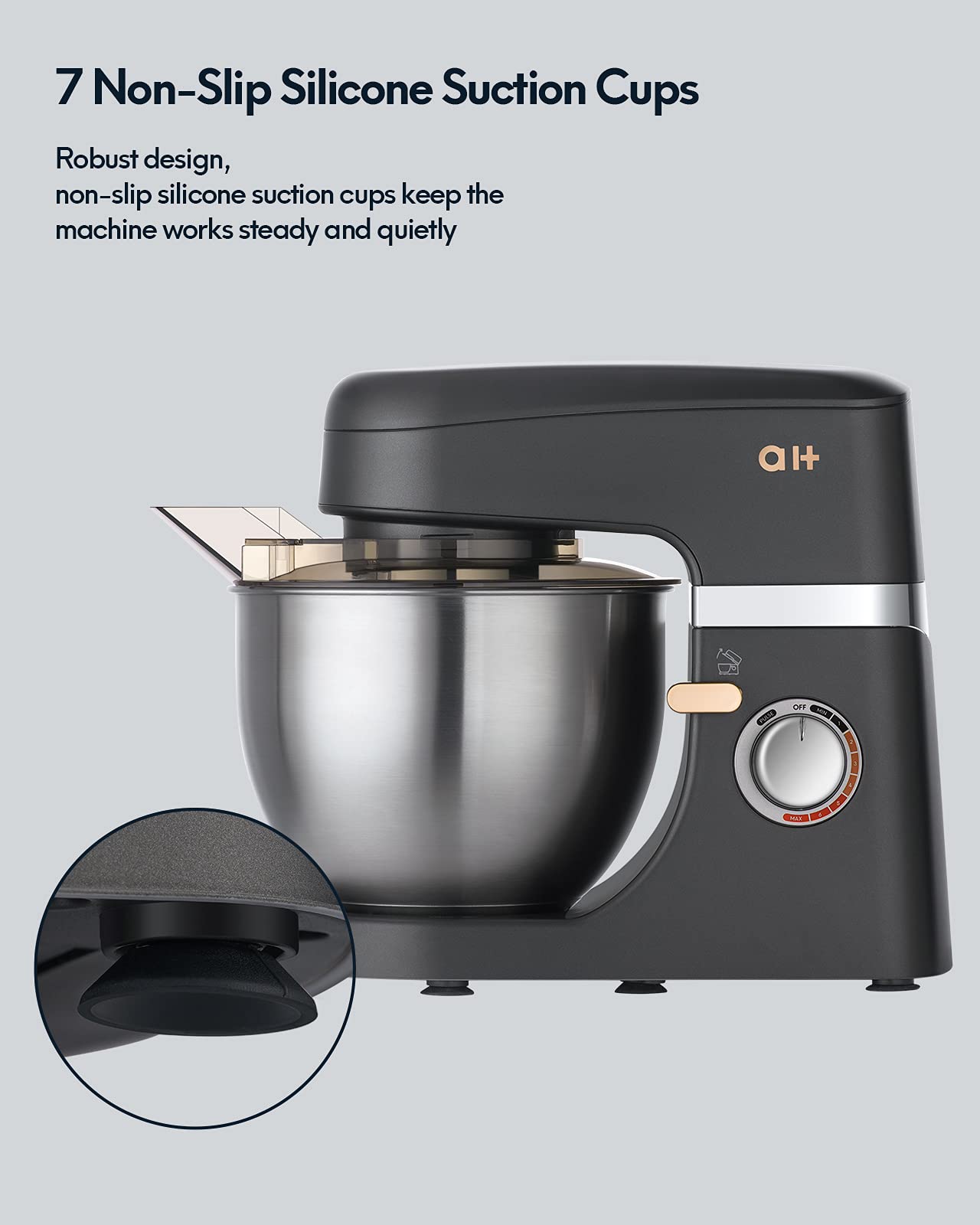 Load image into Gallery viewer, Stand Mixer 8+1-Speed Tilt-Head, 600W Kitchen Electric Mixer with 5QT Stainless Steel Bowl,Planetary Mixing System, Dough Hook, Flat Beater, Whisk, Splash Guard, Dishwasher Safe,Grey