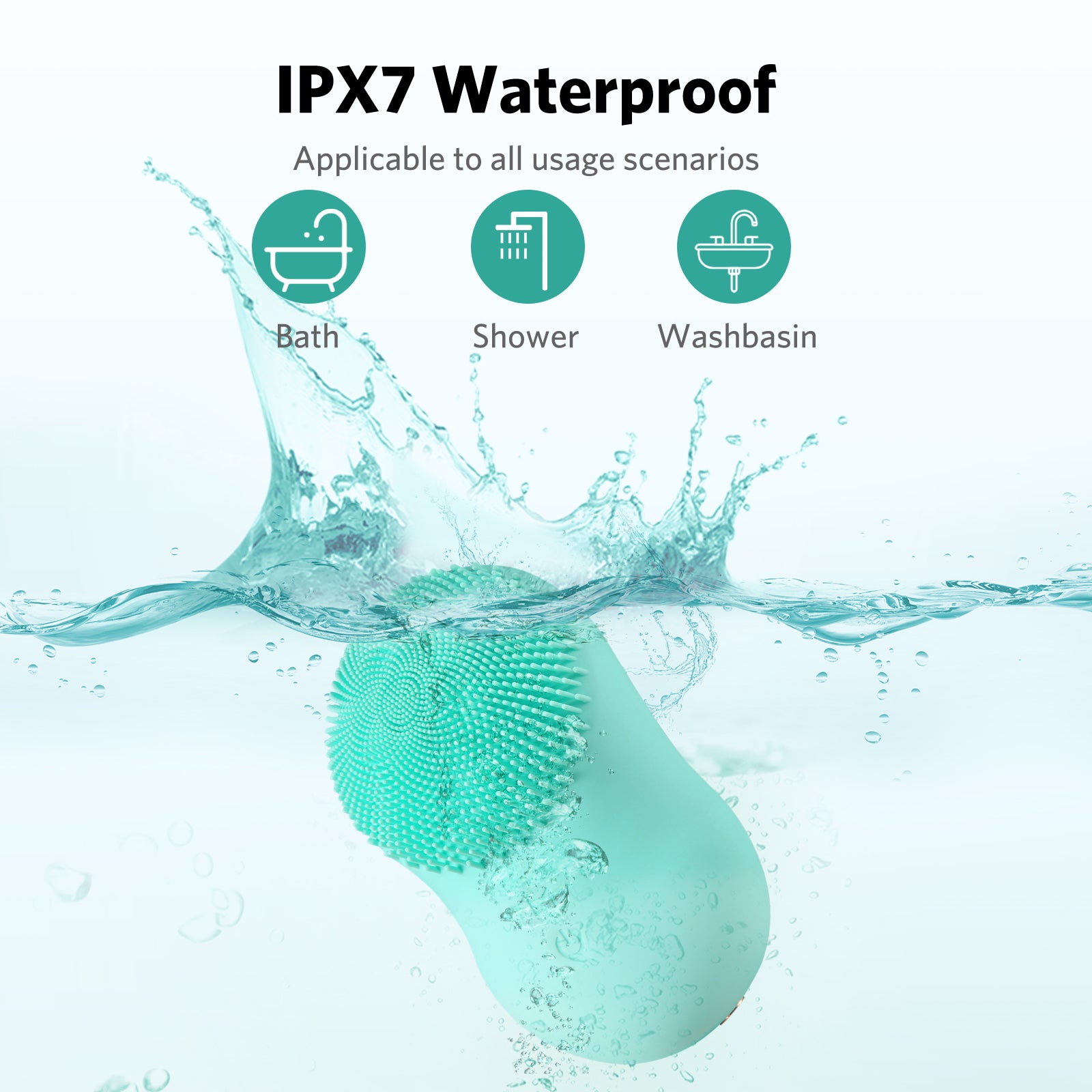 Load image into Gallery viewer, Facial Cleansing Brush, Soft Silicone, Ultrasonic Waterproof Face Cleansing Massager, 6 Function Modes with Rotating Magnetic Beads for Deep Cleansing Exfoliating, Rechargeable and Portable, Cyan