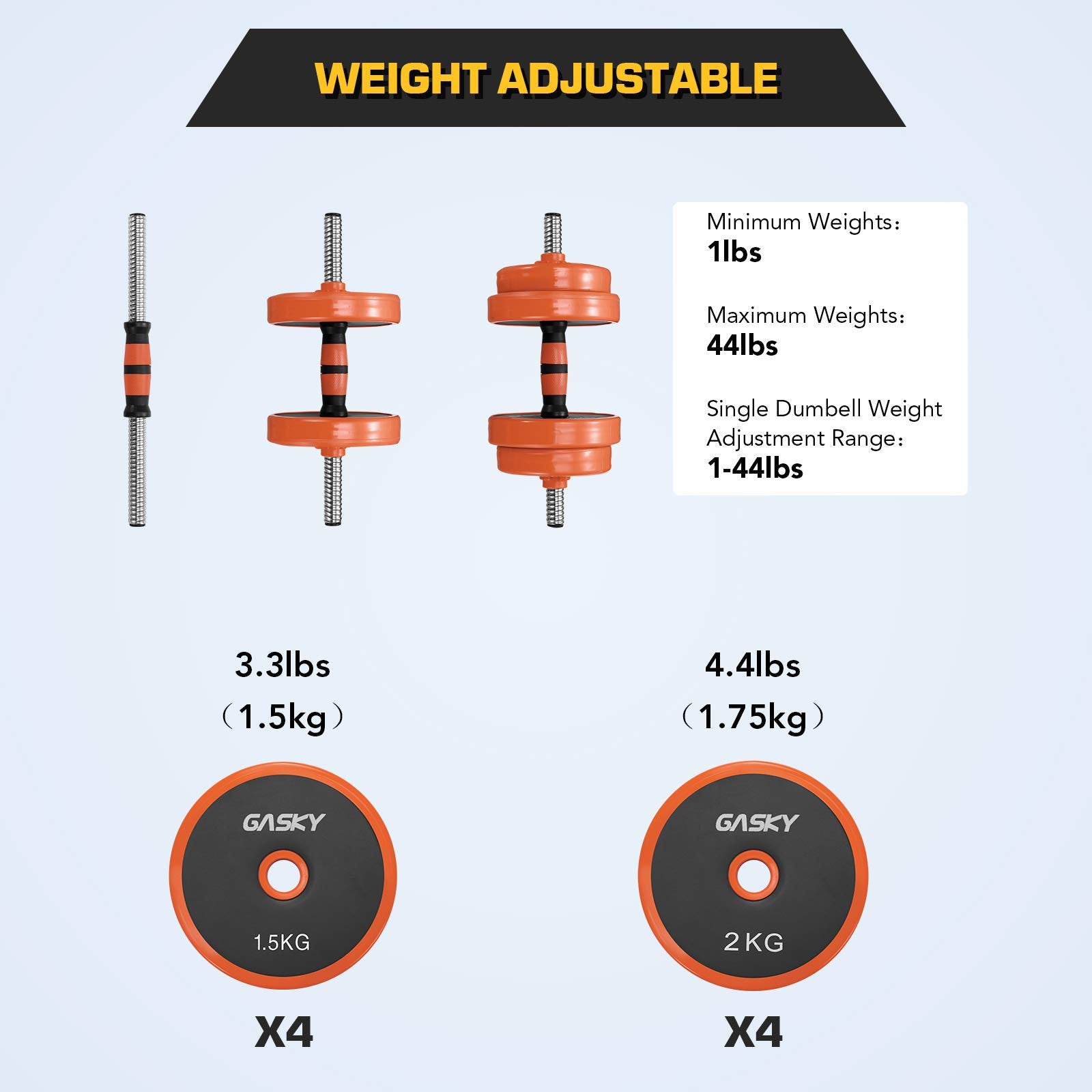 Load image into Gallery viewer, Adjustable Barbell Dumbbell Weights Set 33LB, Non-Slip Solid Basics Exercise Fitness Dumbbells for Home Gym Use