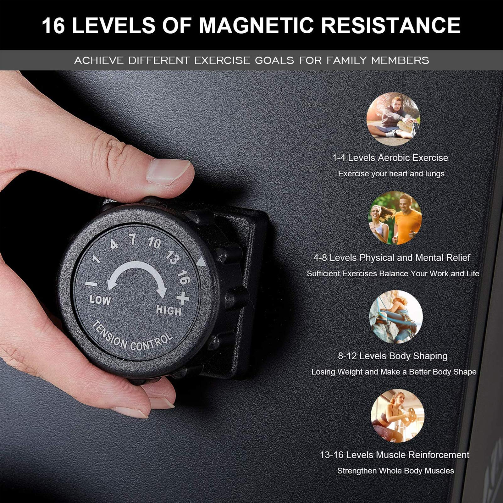 Load image into Gallery viewer, Magnetic Rowing Machine with LCD Display, Double Track Rower Machine 16 Levels Adjustable Resistance for Home Cardio Exercise Training Fitness Equipment, 250 lbs Weight Capacity