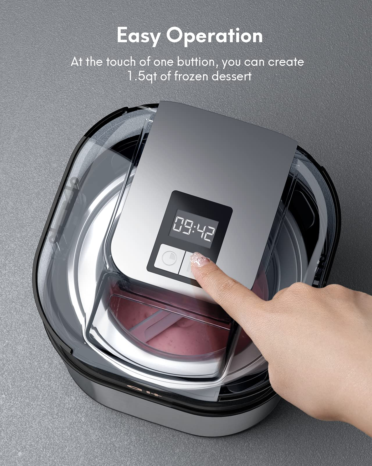Load image into Gallery viewer, Ice Cream Maker Automatic Easy Homemade Electric Frozen Yogurt, Sorbet, Ice Cream Machine 1.5L Capacity with LCD Digital Display, Healthy Homemade DIY Food, Silver