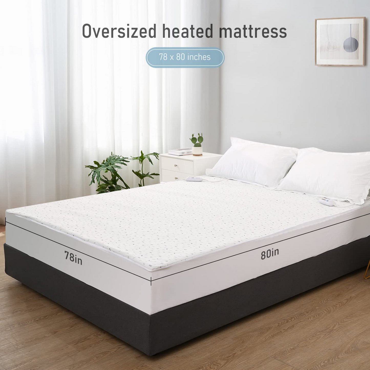 MARNUR Heated Mattress Pad Queen Size with Dual Control, 4 Heating Levels, 10H Auto-off, Machine Washable for Adults