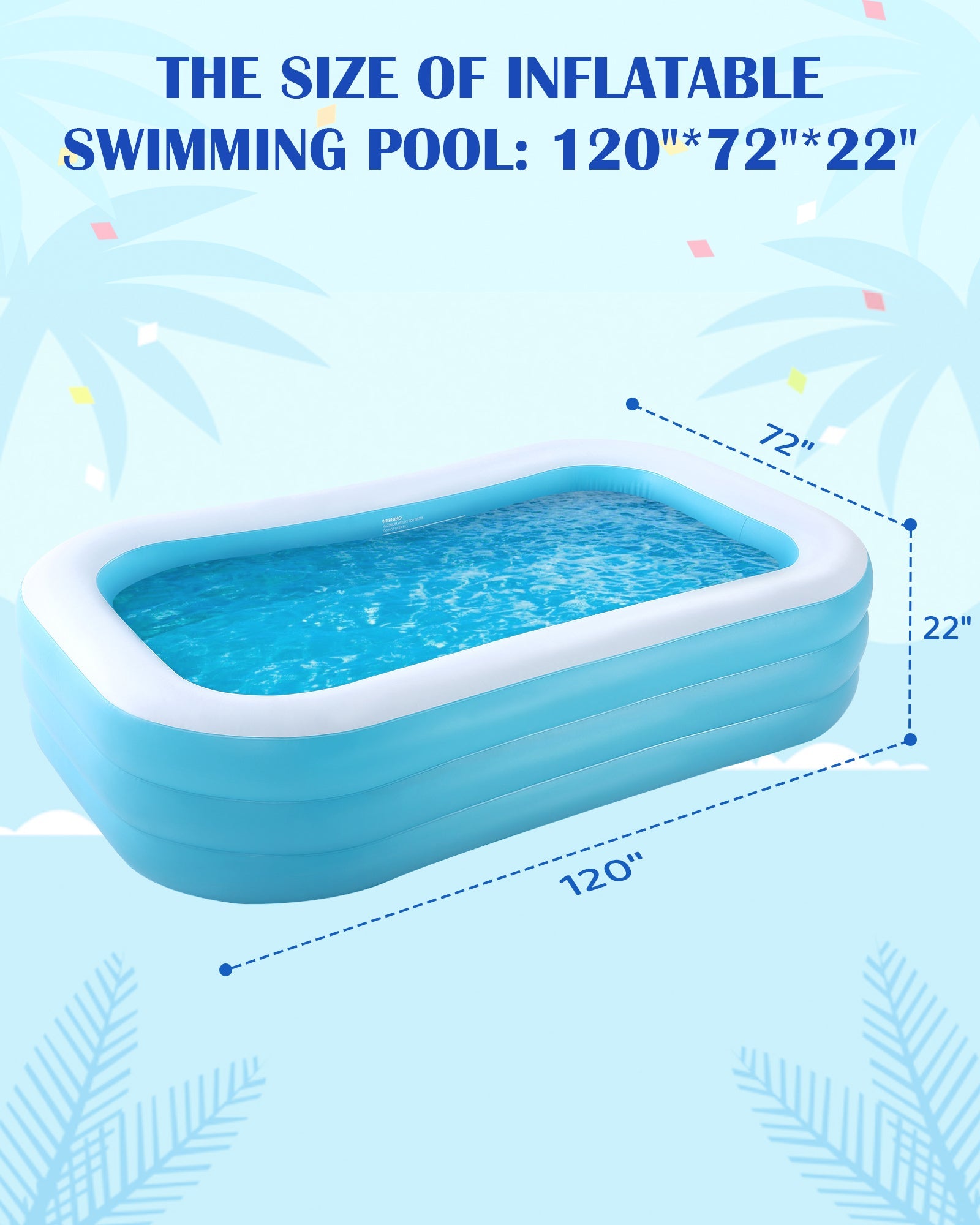 Load image into Gallery viewer, Inflatable Swimming Pool Fmaily Inflatable Pool Full-Sized Blow Up Pool 120''*72''*22'' for Baby Kids Adults Outdoor Backyard Summer Water Party