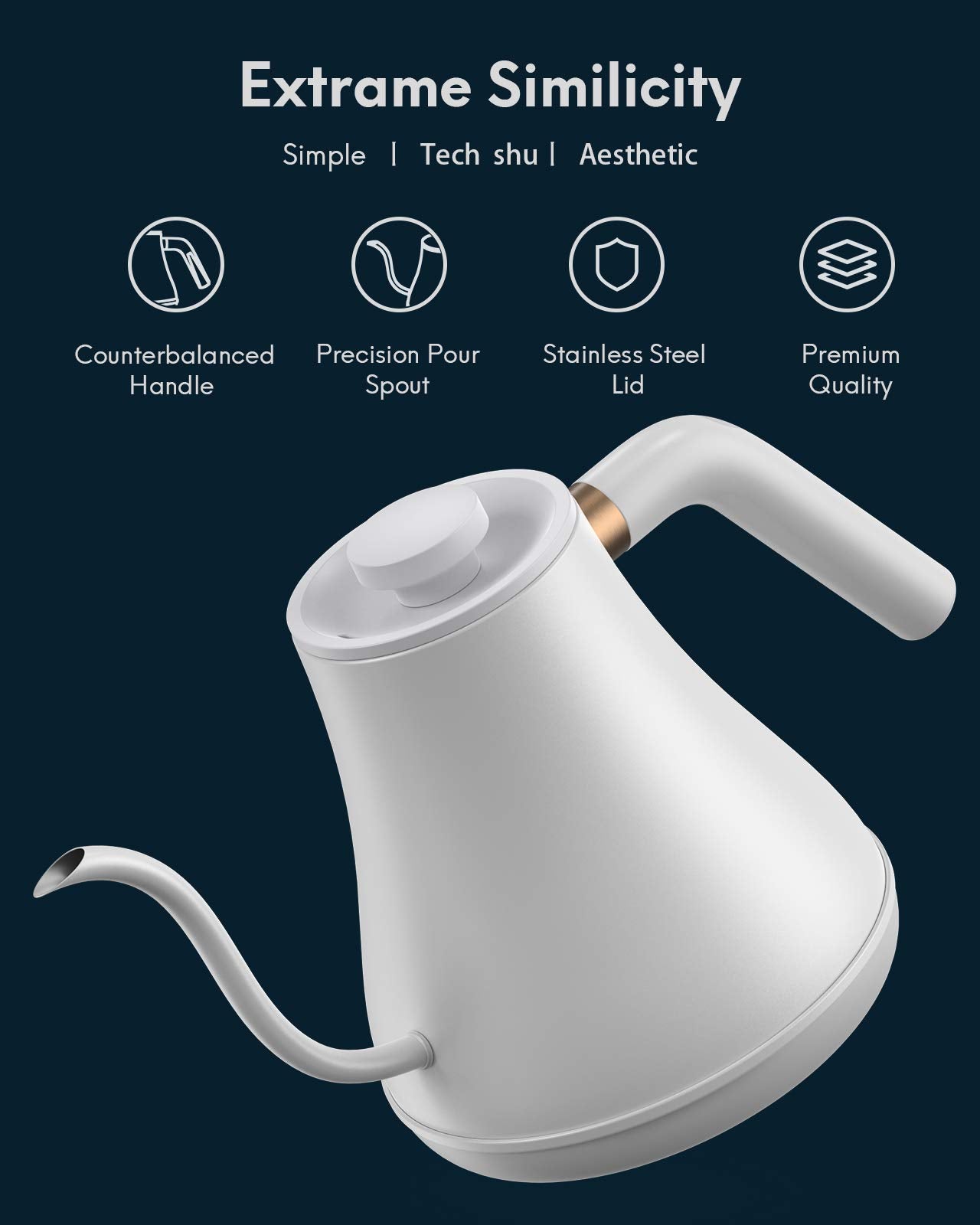Load image into Gallery viewer, Electric Gooseneck Kettle Temperature Control, Pour Over Kettle for Coffee and Tea, 100% Stainless Steel Inner Lid and Bottom