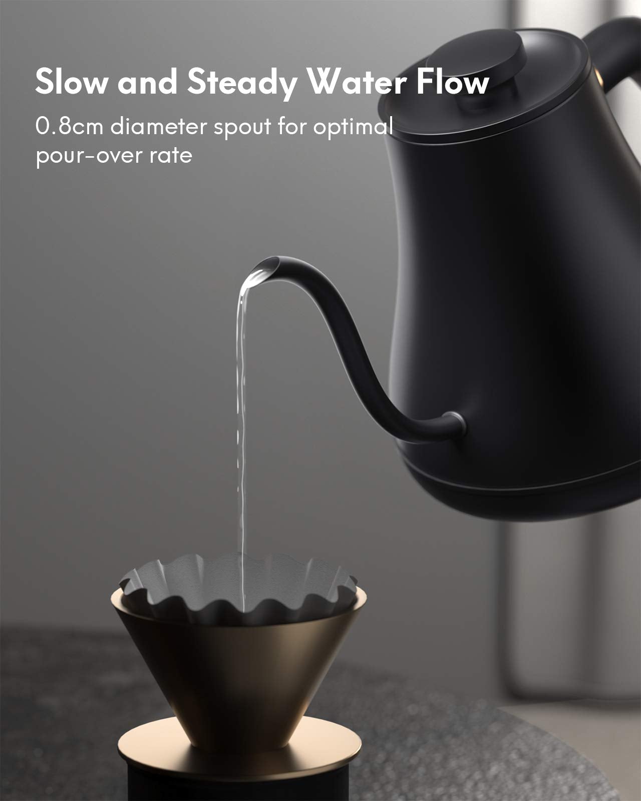 Load image into Gallery viewer, Gooseneck Kettle Temperature Control, Pour Over Electric Kettle for Coffee and Tea, 100% Stainless Steel Inner, 1200W Rapid Heating, 0.8L