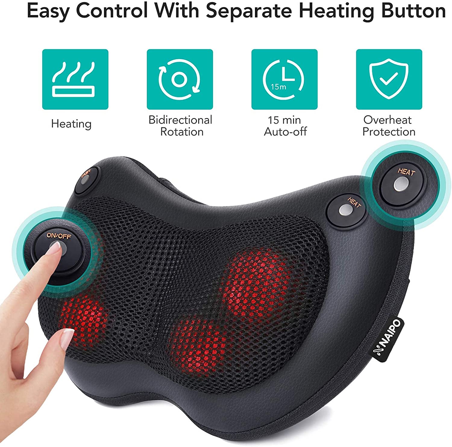 Load image into Gallery viewer, Shiatsu Neck Back Massager Massage Pillow with Heat, Deep Tissue Kneading Massager for Shoulder, Lower Back, Leg, Foot, Muscle Pain Relief, Best Relaxation Gifts in Home Office and Car