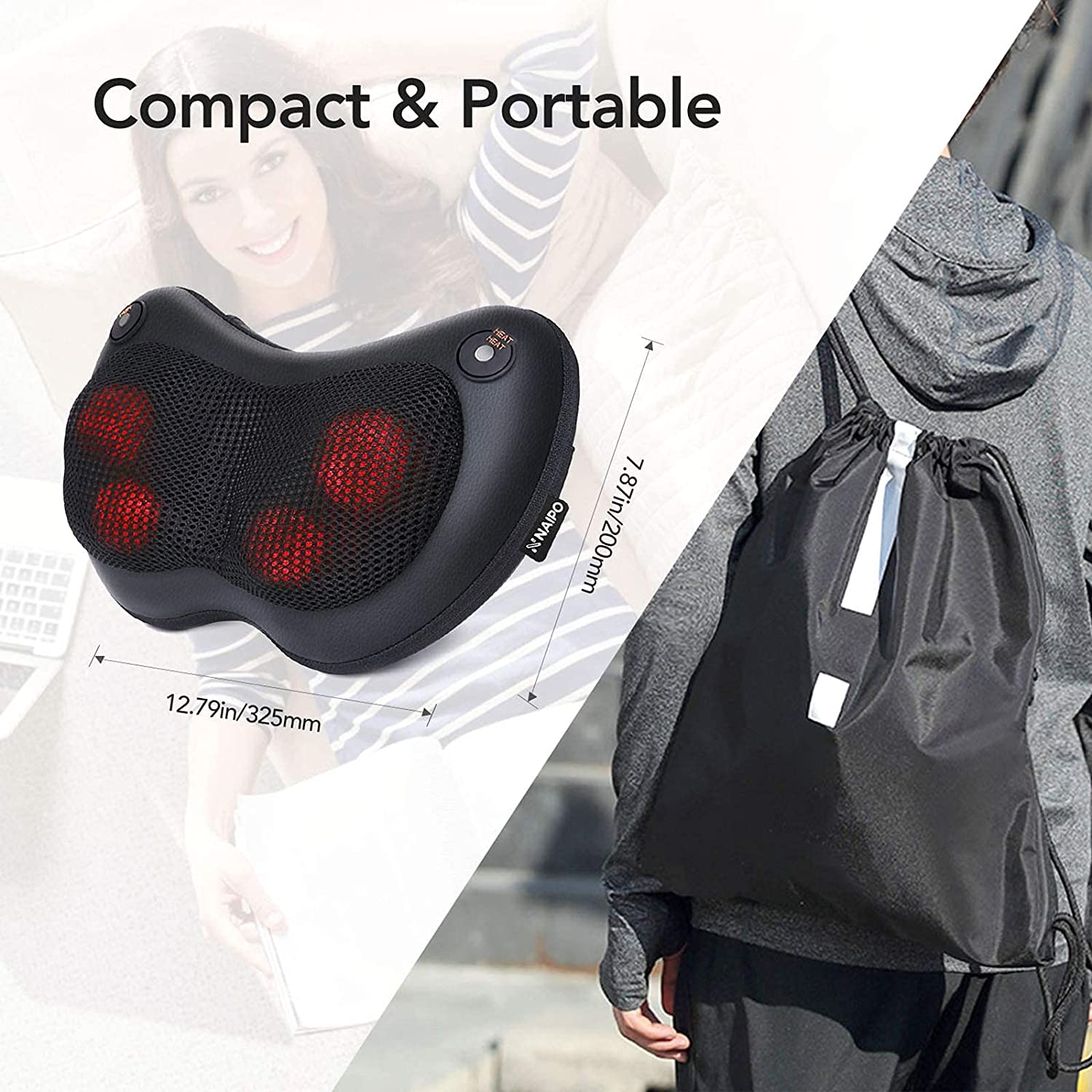 Load image into Gallery viewer, Shiatsu Neck Back Massager Massage Pillow with Heat, Deep Tissue Kneading Massager for Shoulder, Lower Back, Leg, Foot, Muscle Pain Relief, Best Relaxation Gifts in Home Office and Car