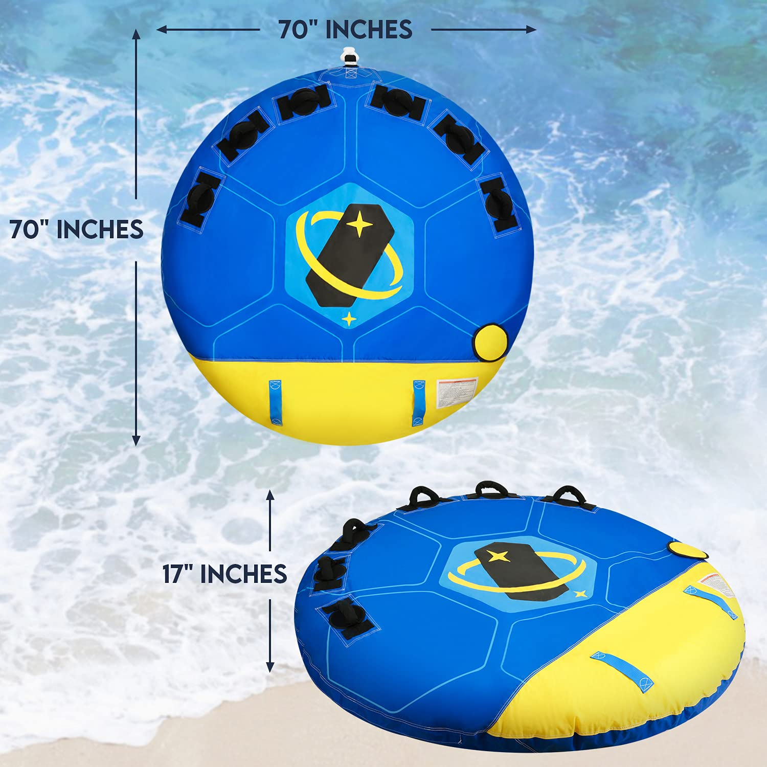 Load image into Gallery viewer, WildStar Towable Tubes for Boating 1-3 Person Inflatable Boat Tube with 70 Inches for Youth Adult Have Fun in Oceans, Lake