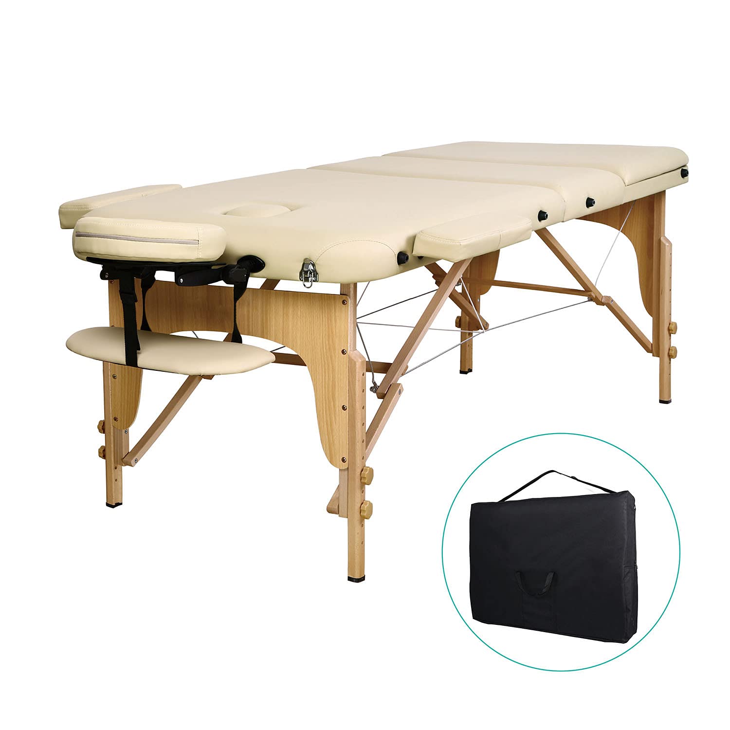Load image into Gallery viewer, Massage Table Portable Massage Bed Lash Bed with Carrying Bag, Spa, Salon, Lash, Facial Bed Treatment Height Adjustable with Head- & Armrest 3-Fold (White)