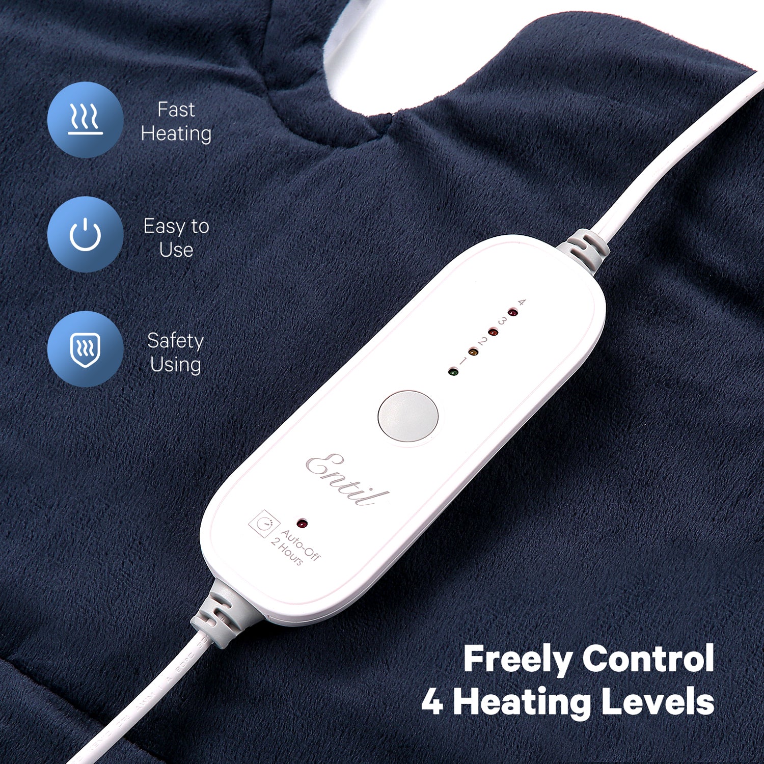 Load image into Gallery viewer, Heating Pad for Back and Shoulder, 22"x16" Heat Wrap with Fast-Heating and 4 Heat Settings, 2 Hours Auto Shut Off Available, Machine Washable - Navy Blue
