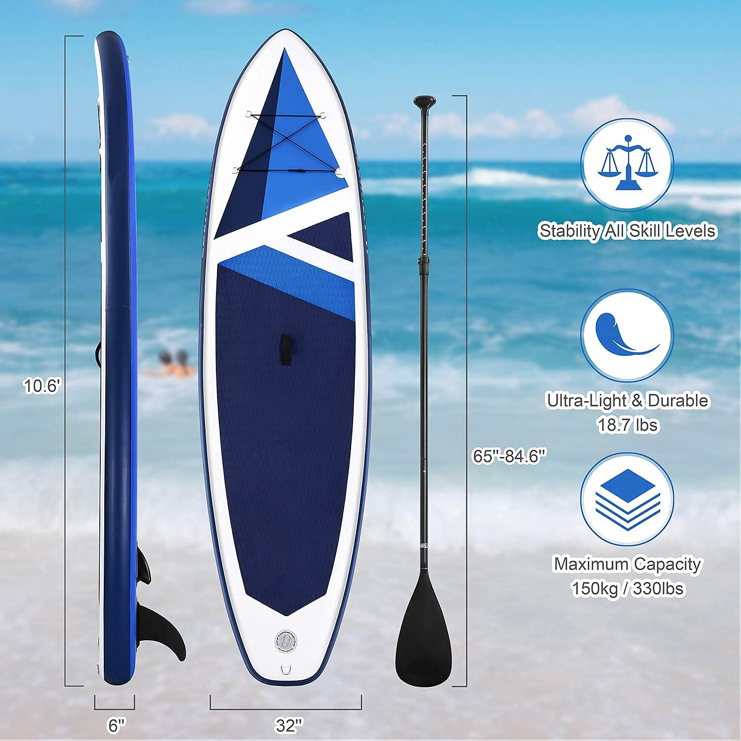 Load image into Gallery viewer, Stand Up Paddle Board Inflatable Paddle Board 10.6' x 32''x 6'' Extra Wide with SUP Accessories, Non-Slip Deck Perfect for Youth Adults Beginner
