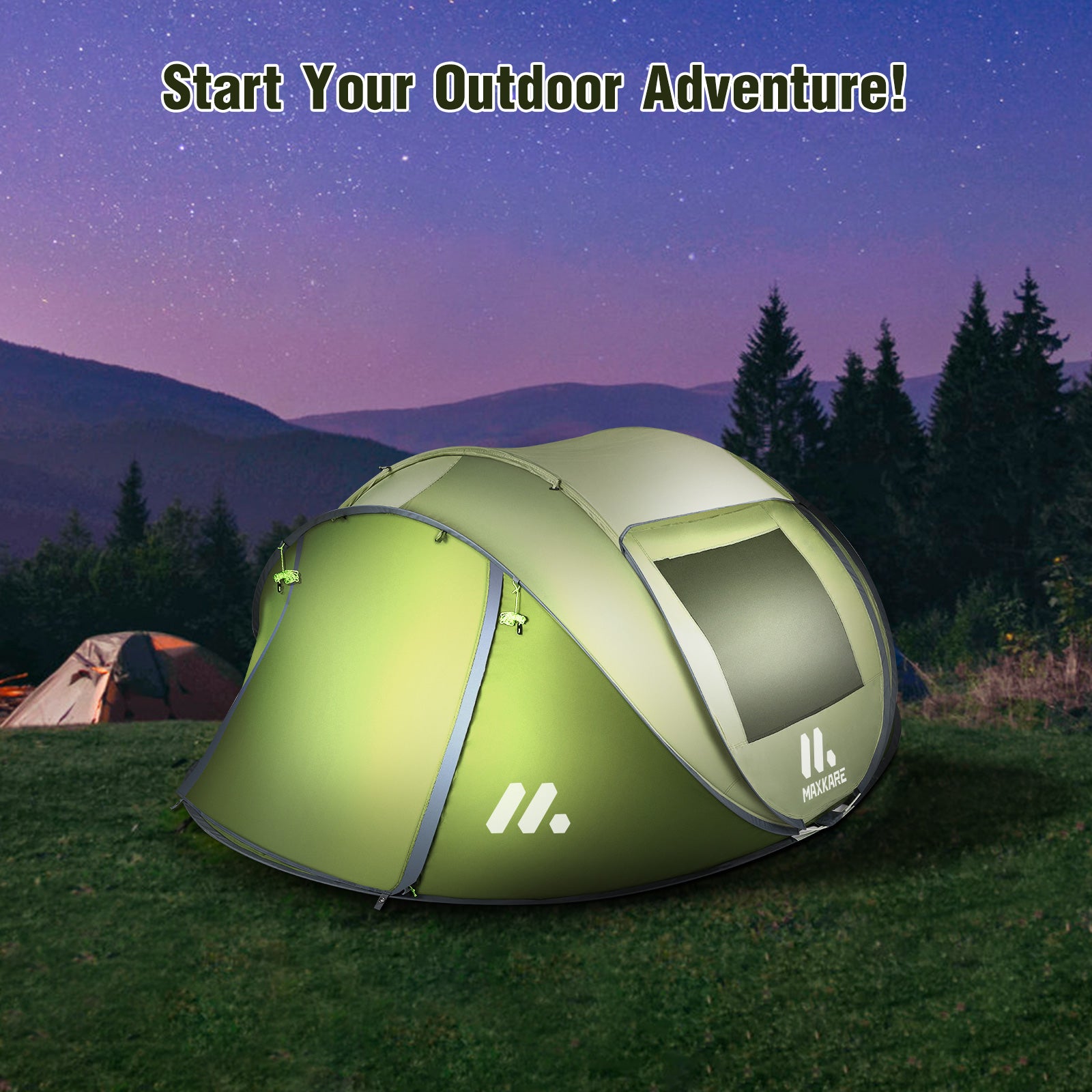 Load image into Gallery viewer, Pop Up Tent 4-Person Camp Tent, Automatic Setup, Portable, Waterproof, Instant Family Tents with Huge Side Screen Windows, 2 Doors, Carrying Bag for Camping & Hiking & Traveling Outdoor