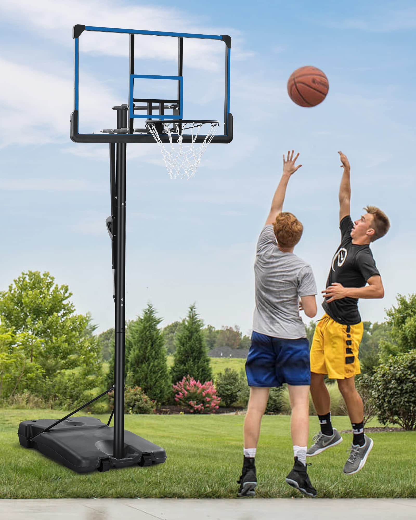 Load image into Gallery viewer, Basketball Hoop Outdoor Portable Basketball Goal & System 48 inch PC Backboard Adjustable from 7ft 6in - 10ft for Adults Teens Boys Outside