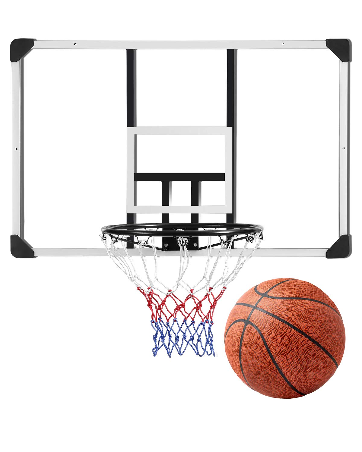 Load image into Gallery viewer, 44 Inch Basketball Backboard Wall-Mount Hoops & Goals Rim Combo Kit&Shatterproof Polycarbonate Board&All-Steel Rustproof Frame&for Standard No.7 Balls