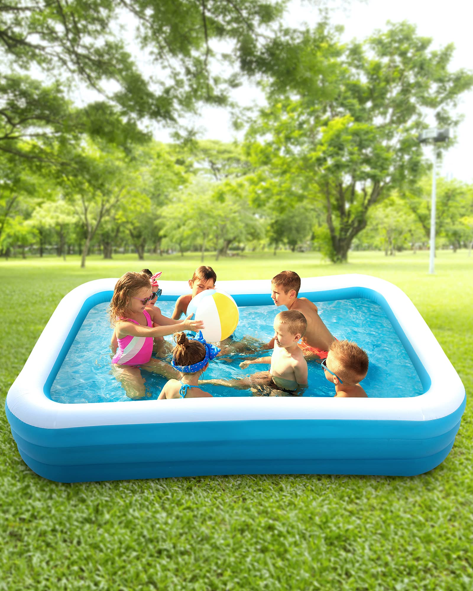Load image into Gallery viewer, Inflatable Swimming Pool Fmaily Inflatable Pool Full-Sized Blow Up Pool Easy Set 95'' x 56'' x 22'' for Baby Kids Adults Outdoor Backyard Summer Water Party