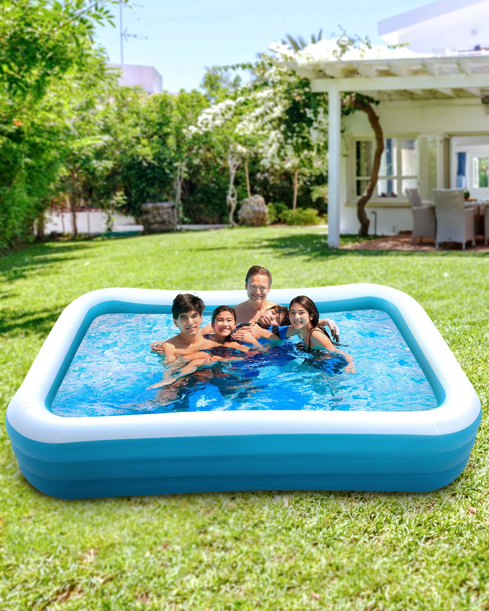 Load image into Gallery viewer, Inflatable Swimming Pool Fmaily Inflatable Pool Full-Sized Blow Up Pool 120''*72''*22'' for Baby Kids Adults Outdoor Backyard Summer Water Party