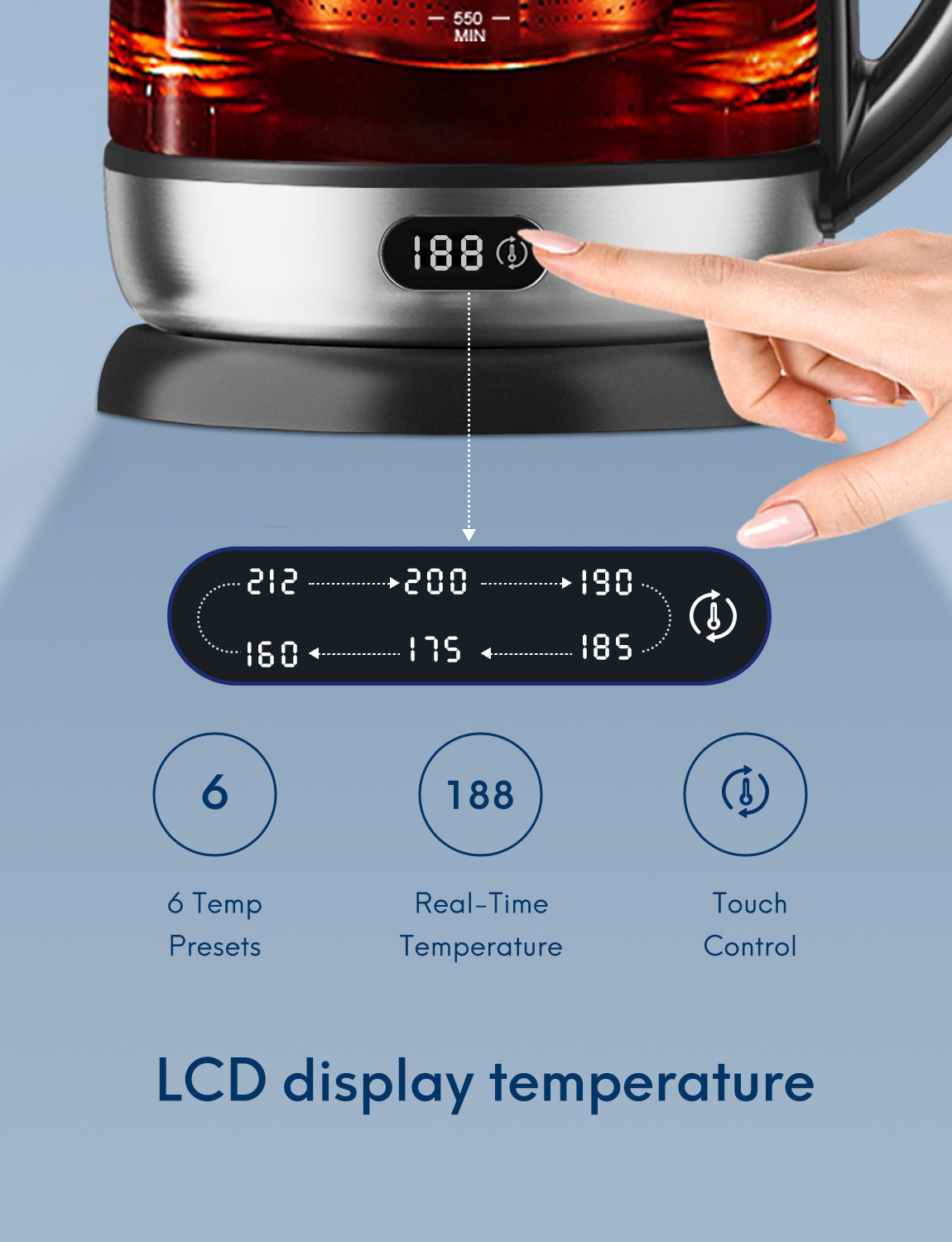 Load image into Gallery viewer, Electric Kettle Glass Tea Kettle 1.7L Fast Boiling, Stainless Steel, Hot Water Kettle, Auto Shut-Off