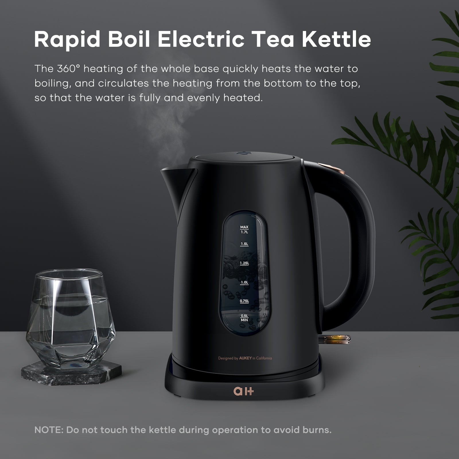 Load image into Gallery viewer, Electric Kettle for Boiling Water, 1.7L, 100% Stainless Steel Electric Tea Kettle with Overheating & Dry-Boiling Protection & Auto Shut-Off & Anti-Scalding Exterior & Cool Touch- Black