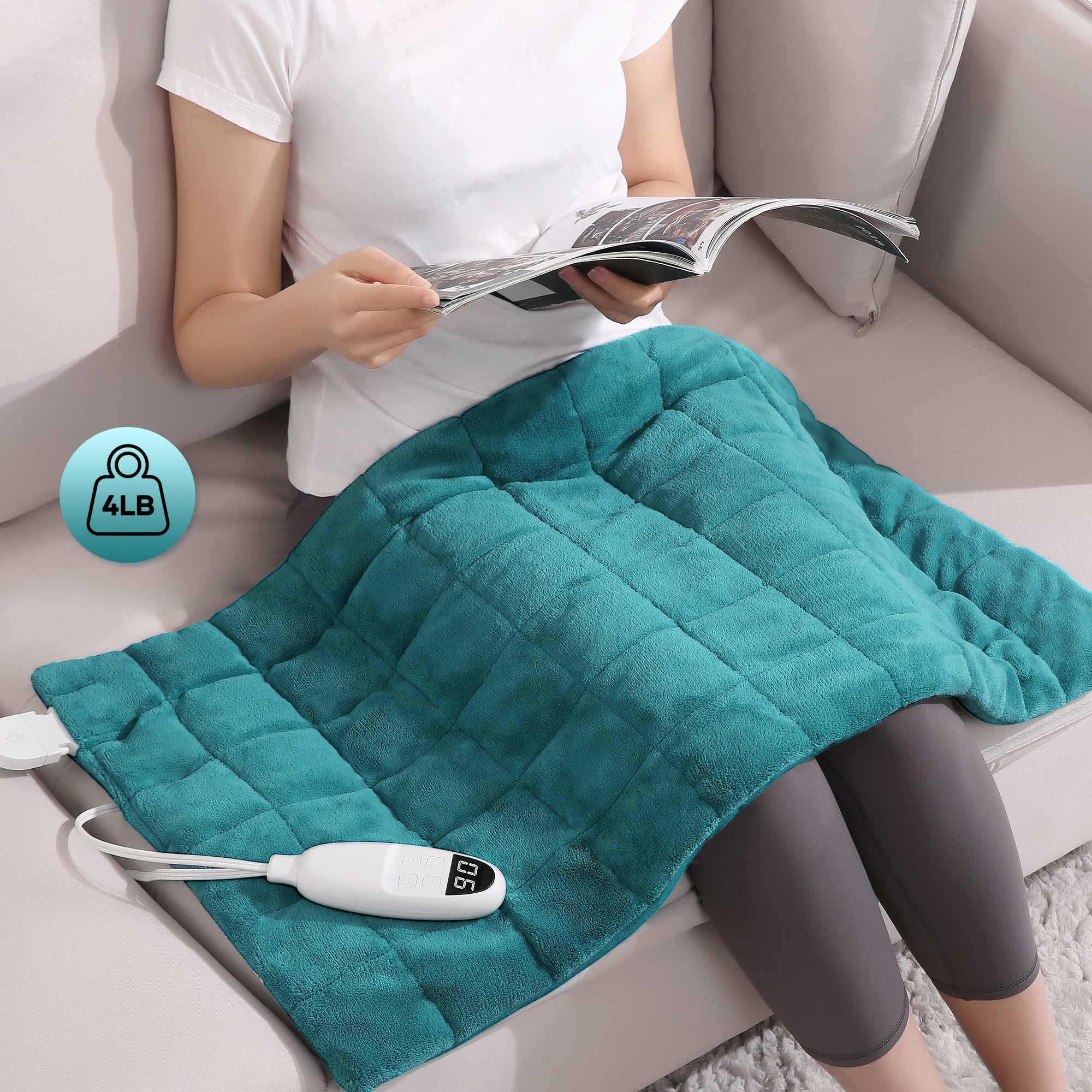 Load image into Gallery viewer, Weighted Heating Pad, 18''*33'', Auto Off, Blue