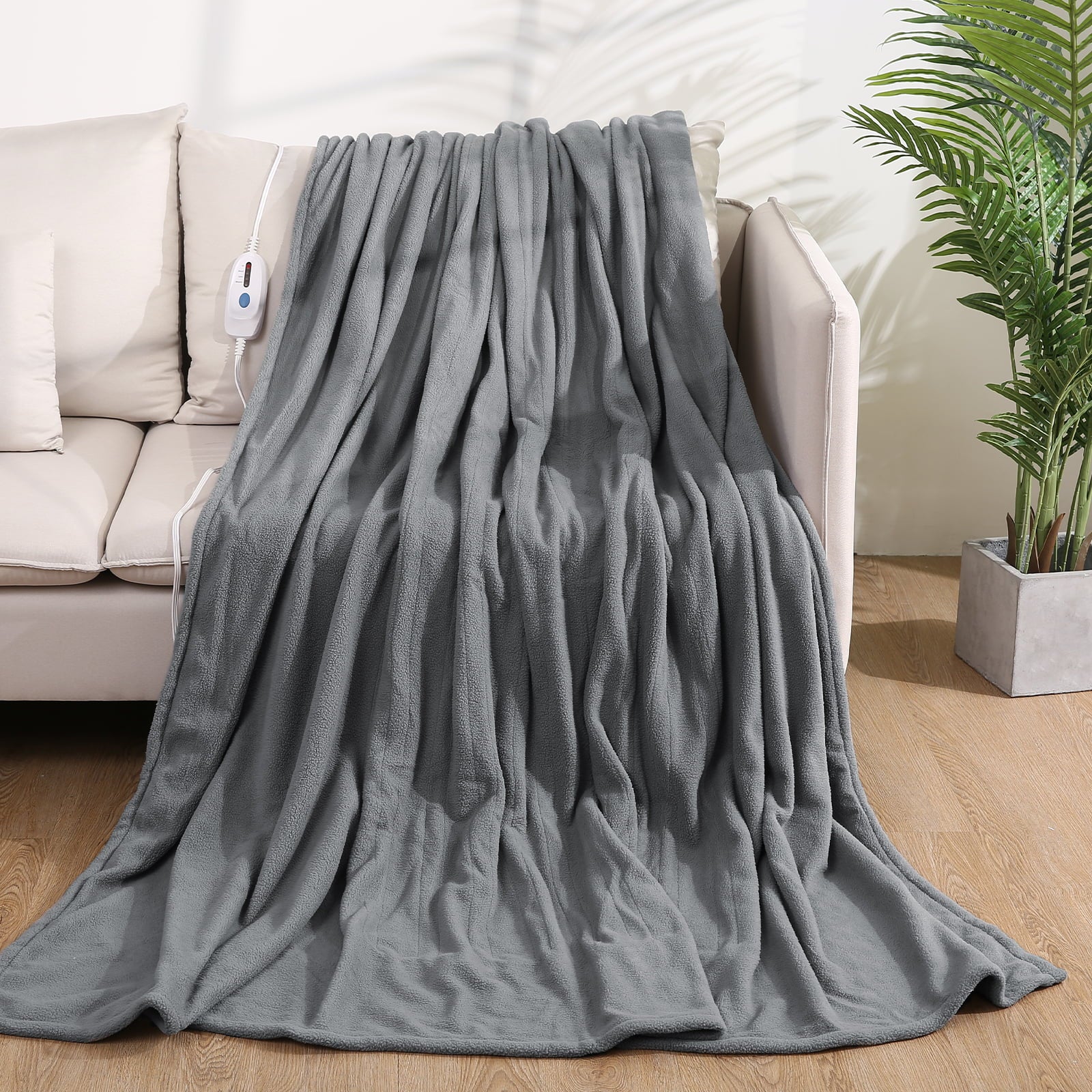 Load image into Gallery viewer, Electric Heated Blanket 77'' x 84'' Heated Throw for Whole Body, Extra Large Size, 4 Heating Levels & 10H Auto-off & Overheating Protection - Gray