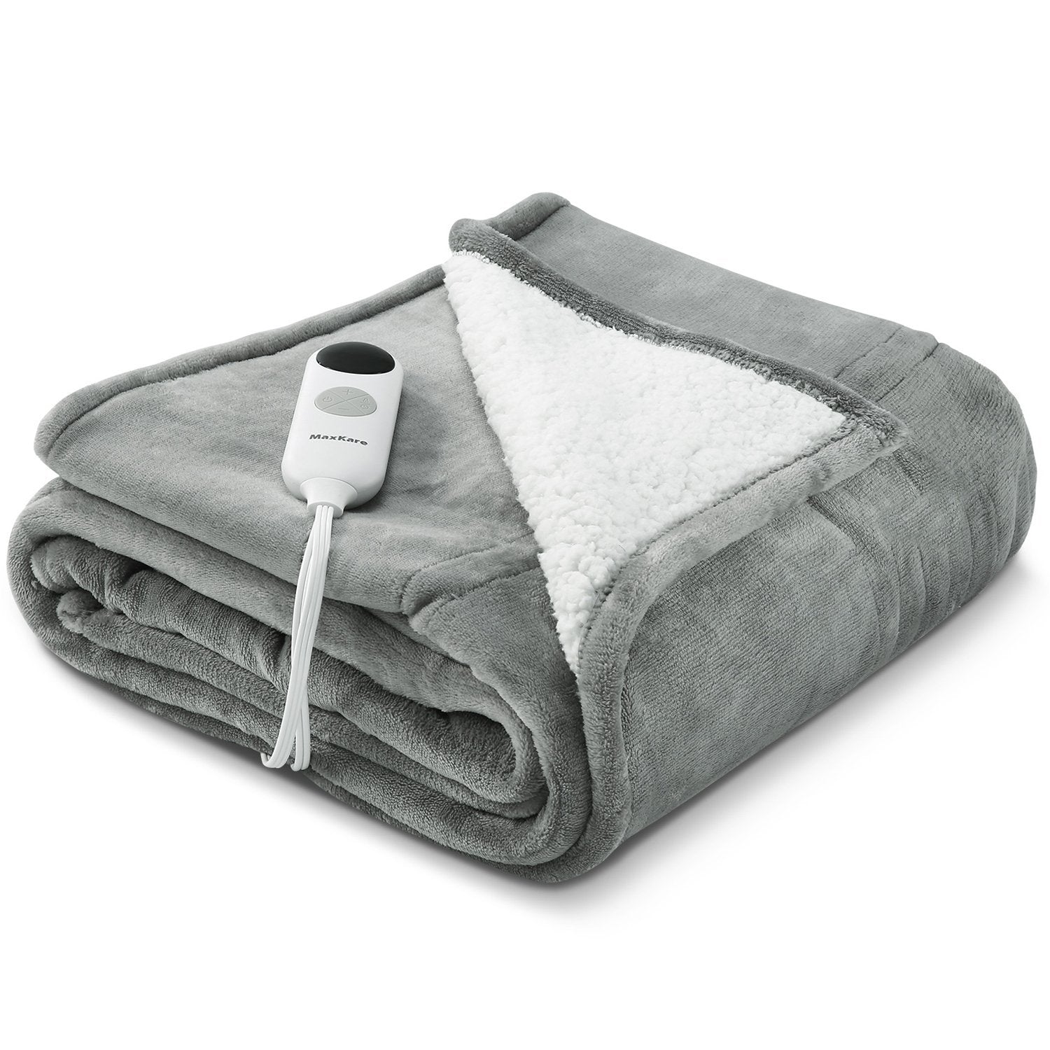 Load image into Gallery viewer, Electric Blanket Heated Throw Flannel & Sherpa Reversible Fast Heating Blanket 50" x 60", ETL Certification with 6 Heating Levels & 8 Hours Auto Off, Home Office Use & Machine Washable - NAIPO