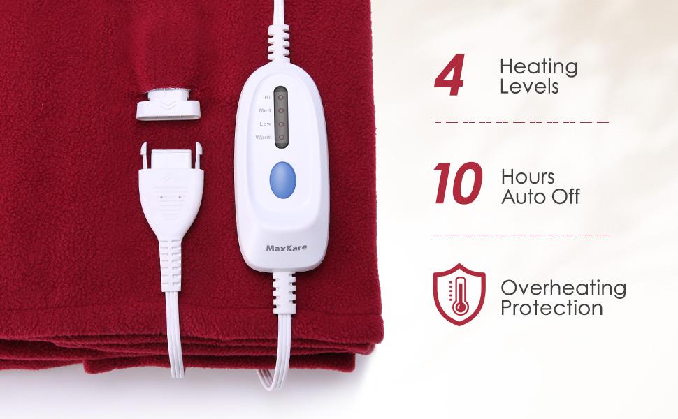 Load image into Gallery viewer, Electric Heated Blanket Twin Size 62'' x 84'' Super Cozy Soft Fleece Fast Heating & ETL Certification with 10 Hours Auto-Off & 4 Heating Levels - Red Wine - NAIPO