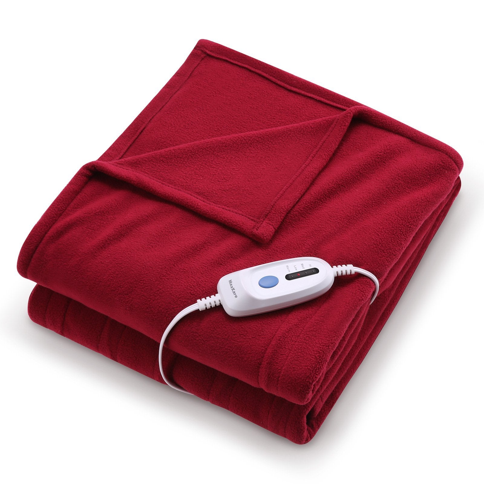 Load image into Gallery viewer, Electric Heated Blanket Twin Size 62'' x 84'' Super Cozy Soft Fleece Fast Heating & ETL Certification with 10 Hours Auto-Off & 4 Heating Levels - Red Wine - NAIPO