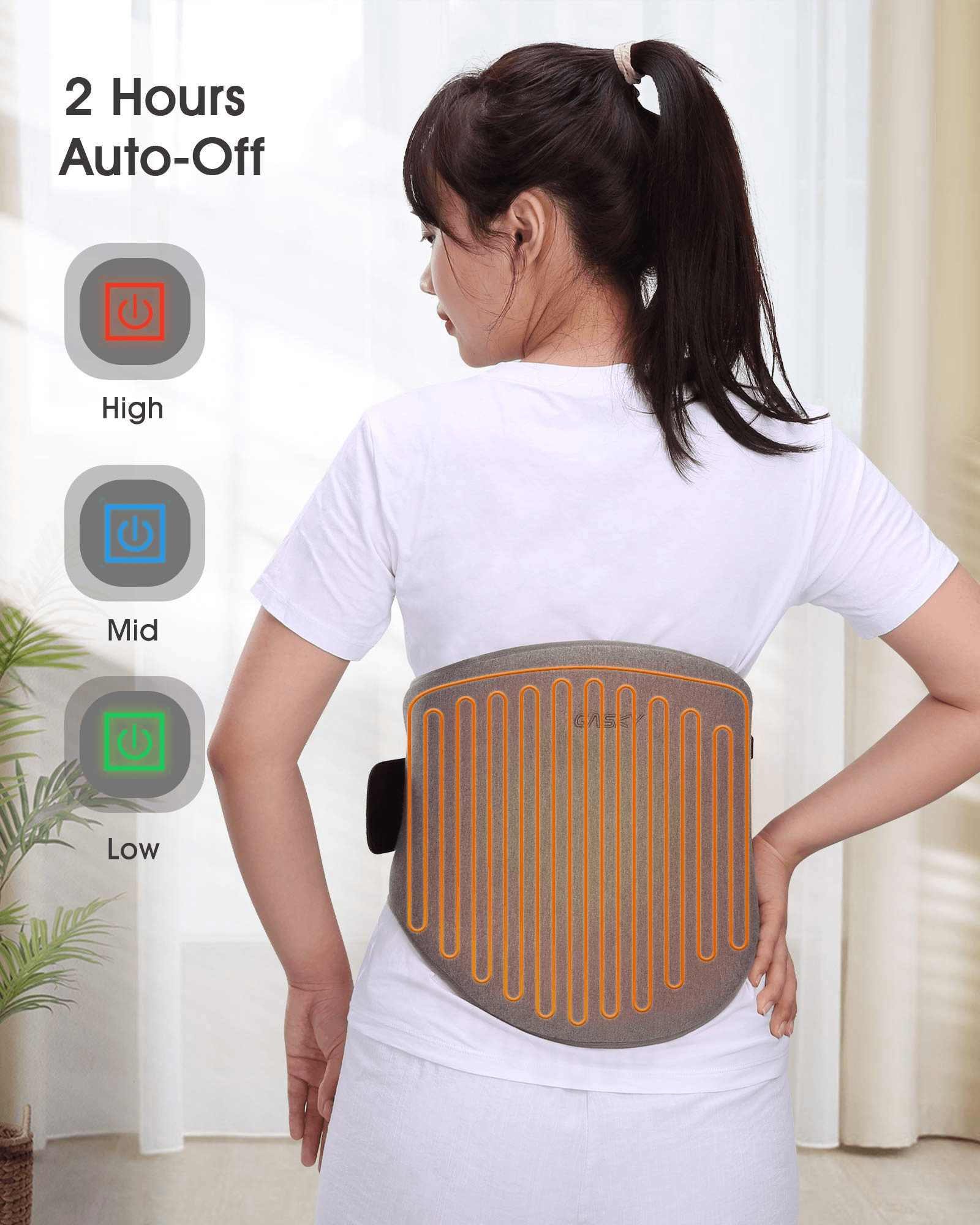 Load image into Gallery viewer, Electric Heating Pad for Lower Back & Shoulder & Abdomen, Large Waist Wrap Belt with Adjustable Flexible Straps, Portable Heating Pad Wraps 3 Heat Settings & 2 Hours Auto Off, Washable, 32 x 54 cm - NAIPO
