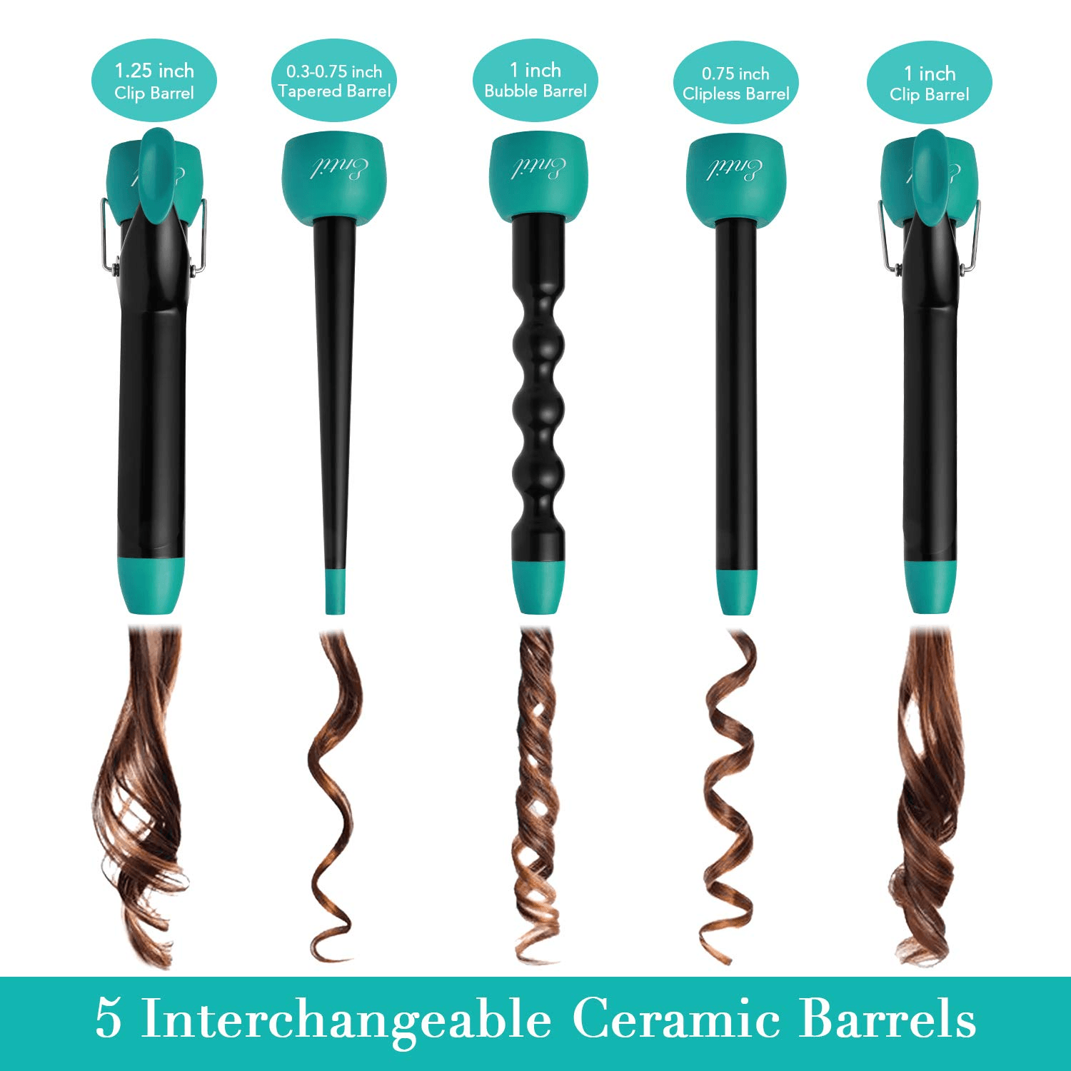 Load image into Gallery viewer, Entil 5 in 1 Curling Iron Wand Set with 5 Interchangeable Ceramic Barrels - NAIPO