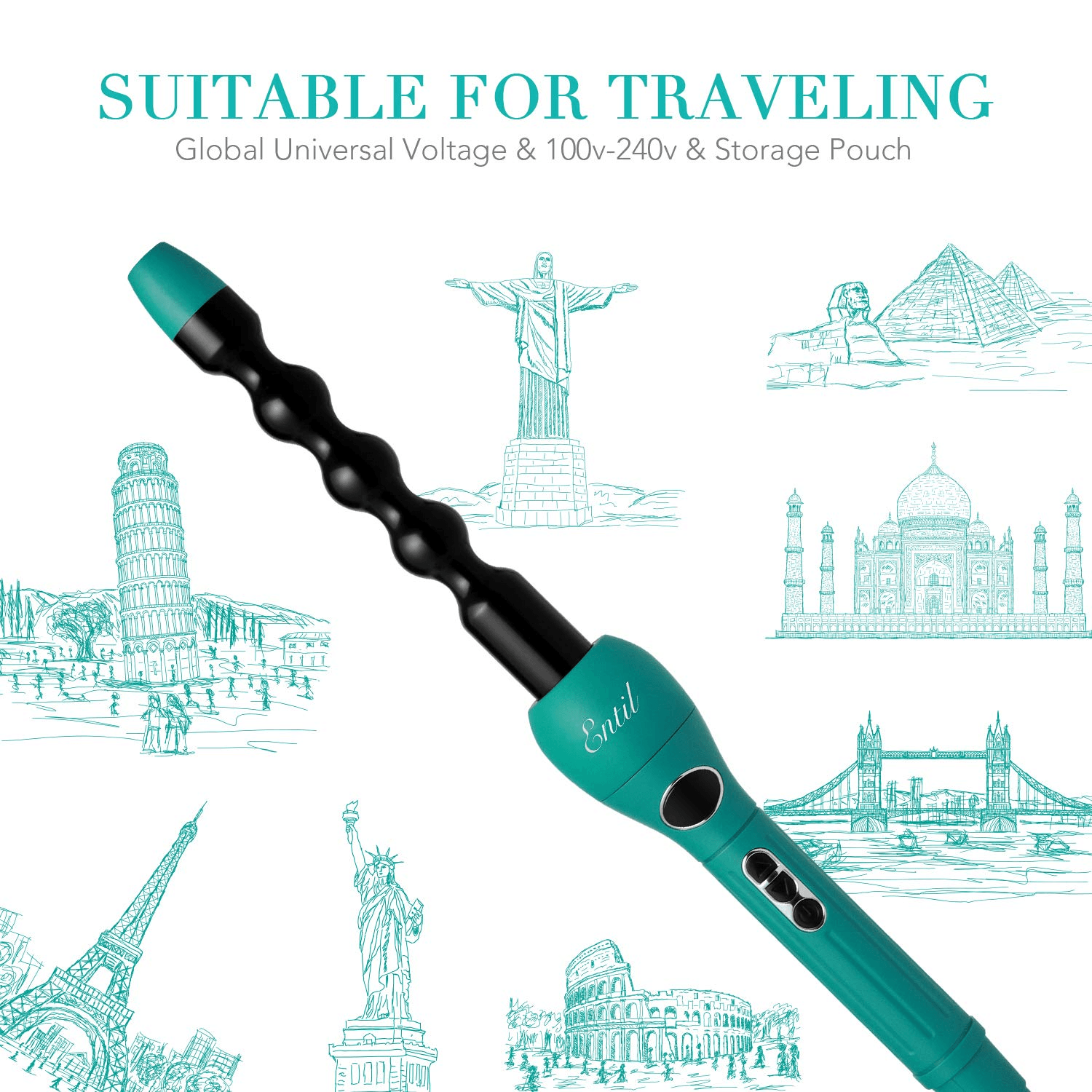 Load image into Gallery viewer, Entil 5 in 1 Curling Iron Wand Set with 5 Interchangeable Ceramic Barrels - NAIPO