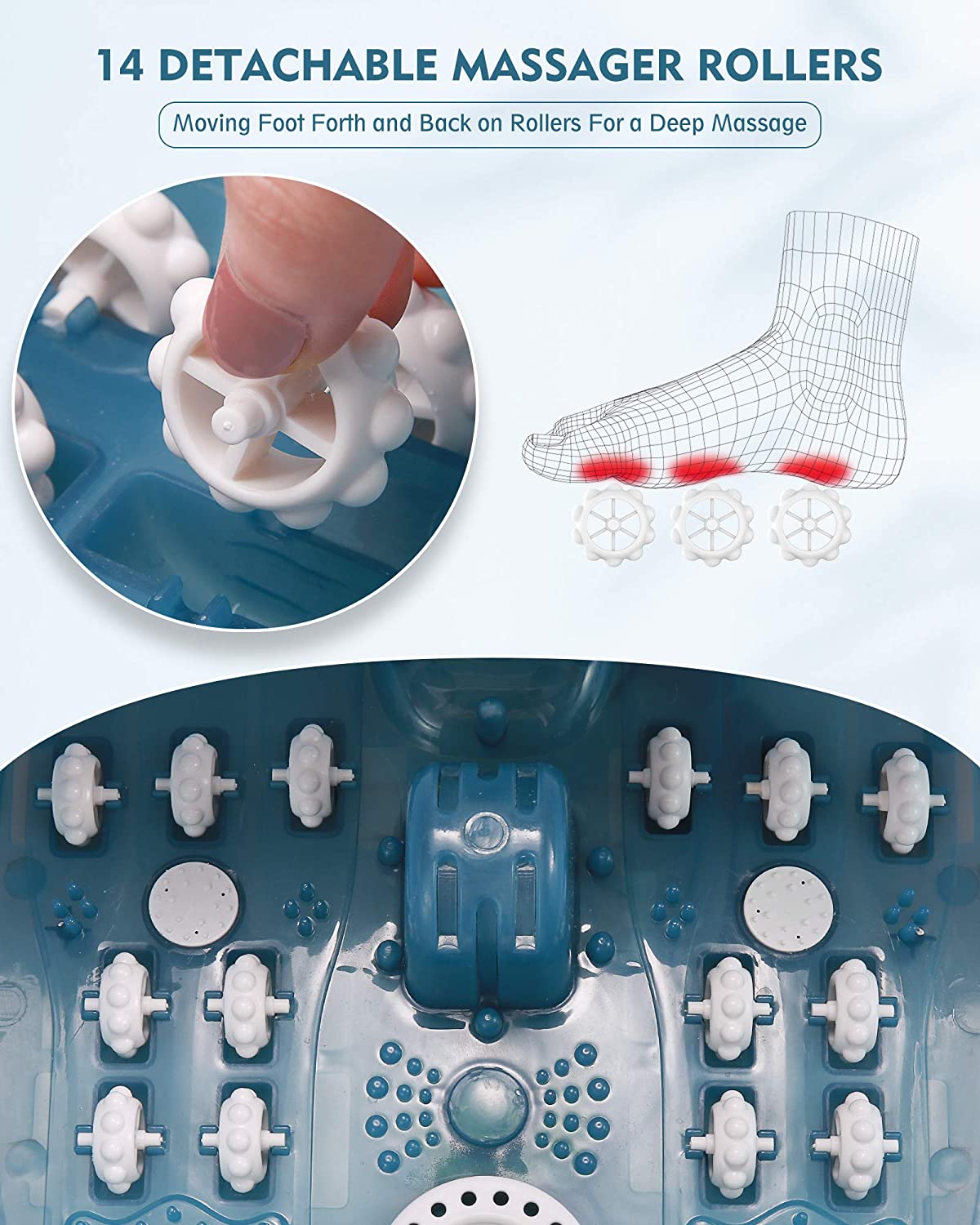 Load image into Gallery viewer, Foot Bath Massager with Heat Bubbles Vibration and 14 Massage Rollers, Foot Spa Basin Pedicure Soaking Feet with Adjustable Temperature and Auto Shut-Off, Comfortable Relax Home Spa Experience - NAIPO
