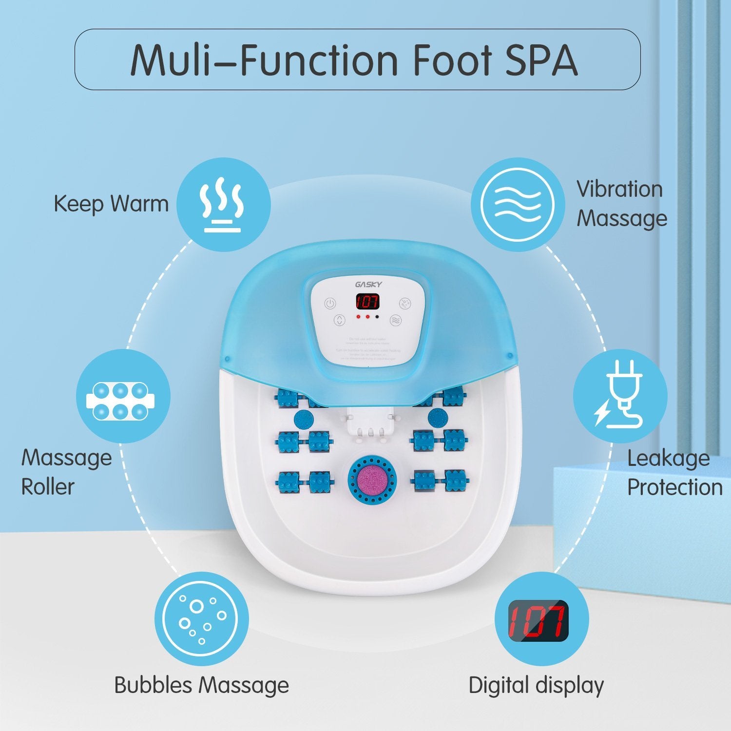 Load image into Gallery viewer, Foot Bath Massager with Heat, Vibration, Bubbles and Pedicure Grinding Stone, Heated Foot Spa of 16 Shiatsu Masssage Rollers, Adjustable Temperature Foot Soaking Bath Basin for Home Use - NAIPO
