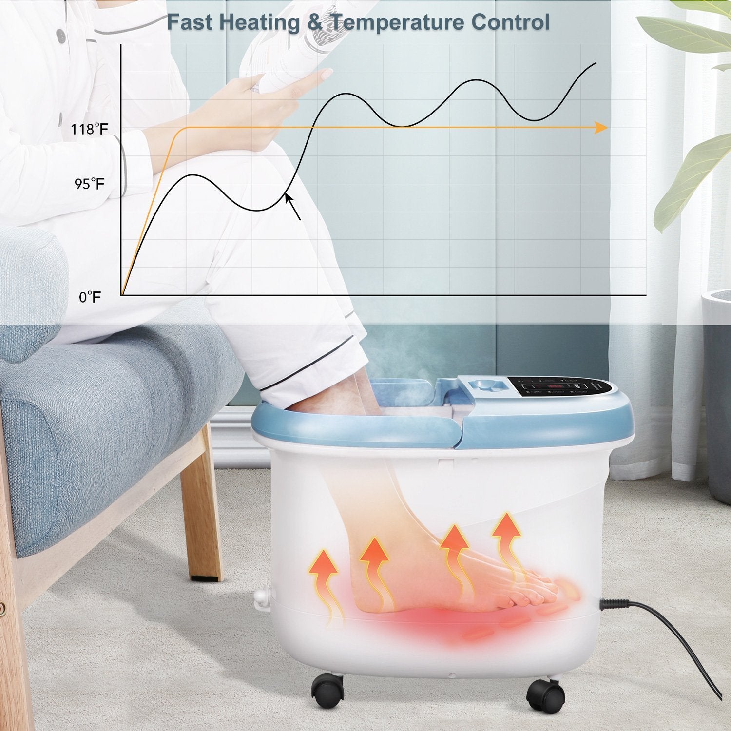 Load image into Gallery viewer, Foot Bath Spa Massager with Wireless Remote Control and 8 Electric Shiatsu Massaging Rollers, Heated Foot Bath Tub with Heat Bubbles Vibration to Relieve Feet Muscle for Home Office - NAIPO
