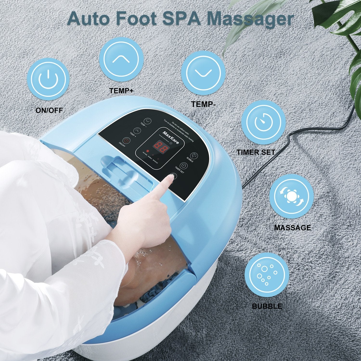 Load image into Gallery viewer, Foot Bath Spa Massager with Wireless Remote Control and 8 Electric Shiatsu Massaging Rollers, Heated Foot Bath Tub with Heat Bubbles Vibration to Relieve Feet Muscle for Home Office - NAIPO