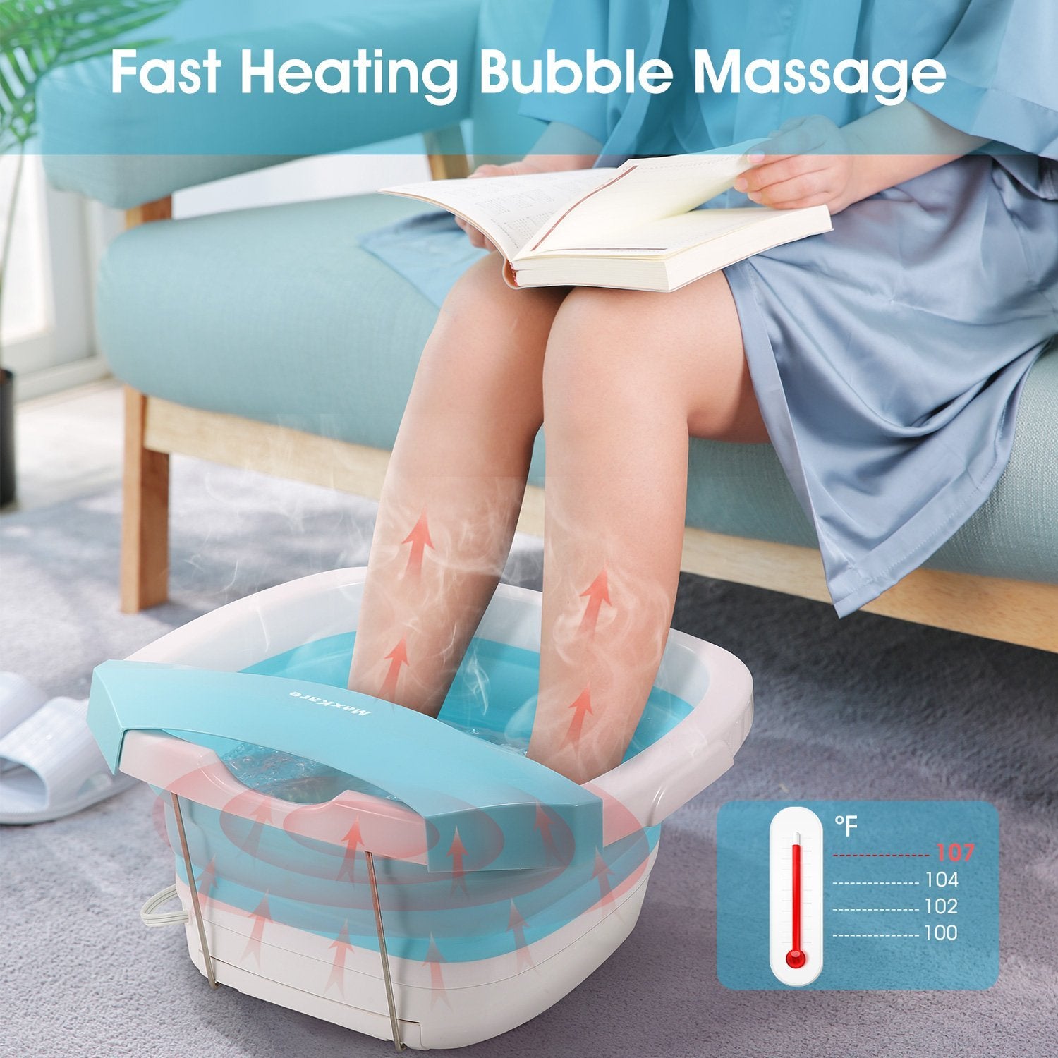 Load image into Gallery viewer, Foot Spa Bath Massager with Collapsible Design, Fast Heating with Bubbles Massage Function, Easy Storage, Foldable Foot Soaking Tub for Feet - NAIPO