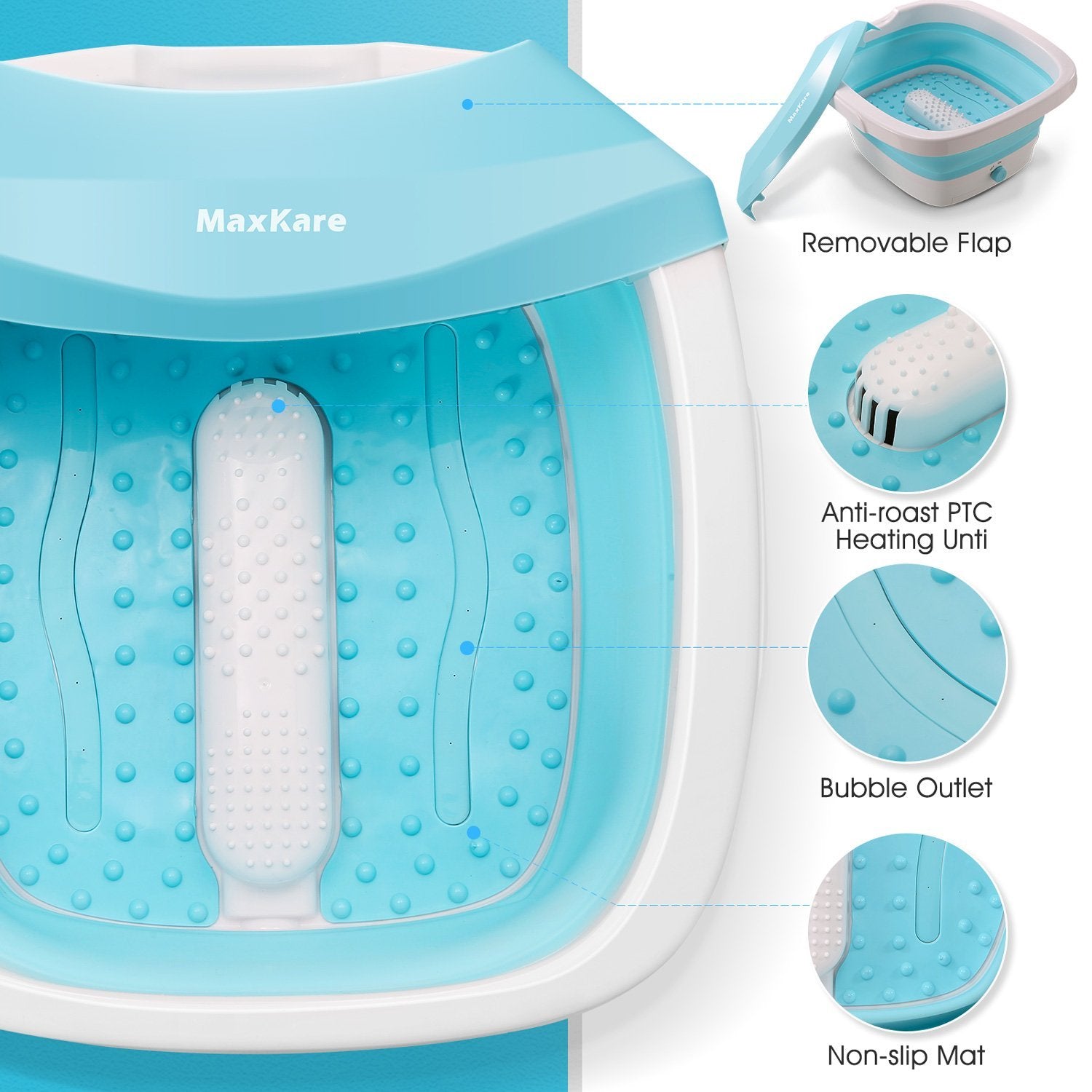 Load image into Gallery viewer, Foot Spa Bath Massager with Collapsible Design, Fast Heating with Bubbles Massage Function, Easy Storage, Foldable Foot Soaking Tub for Feet - NAIPO