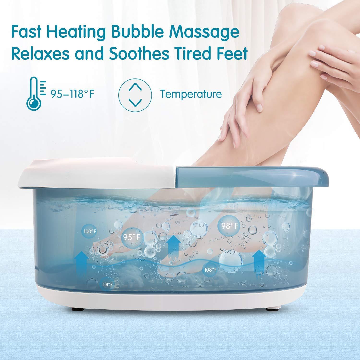 Load image into Gallery viewer, Foot Spa Bath Massager with Heat Bubbles Vibration, 14 Shiatsu Massaging Rollers to Relax Tired Feet, Adjustable Temperature Pedicure Tub for Home Office Use - NAIPO