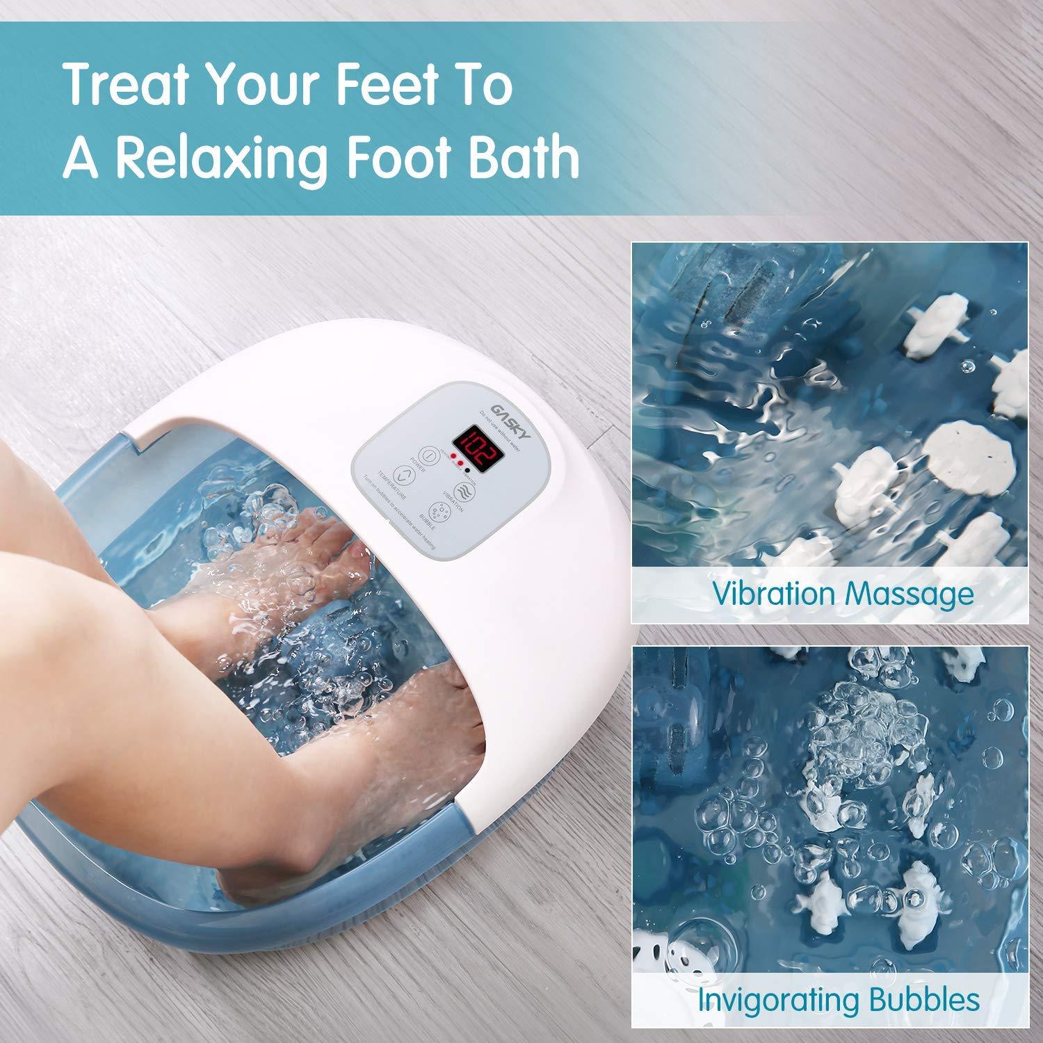 Load image into Gallery viewer, Foot Spa Bath Massager with Heat Bubbles Vibration, 14 Shiatsu Massaging Rollers to Relax Tired Feet, Adjustable Temperature Pedicure Tub for Home Office Use - NAIPO