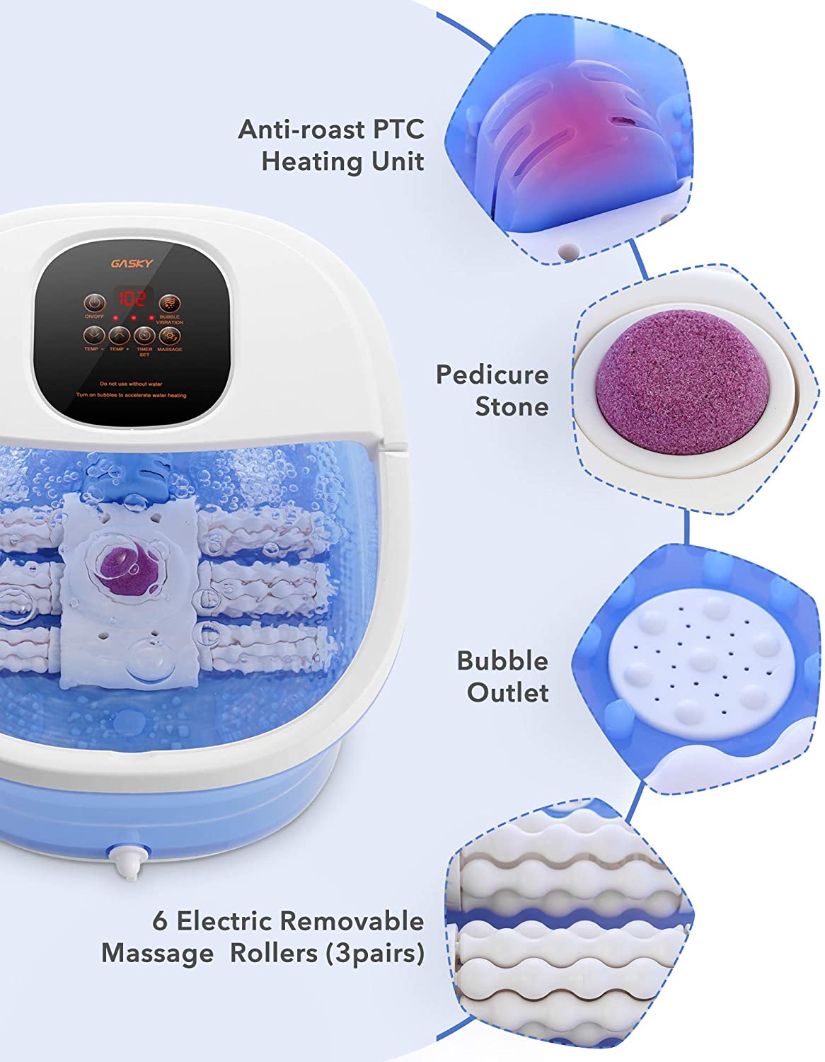 Load image into Gallery viewer, Foot Spa/Bath Massager 6 in 1-Heat, Bubbles, Vibration, 6 Motorized Shiatsu Rollers, Frequency Conversion, Time & Temprature Settings, Pedicure Tub Bath for Feet Home Use - NAIPO