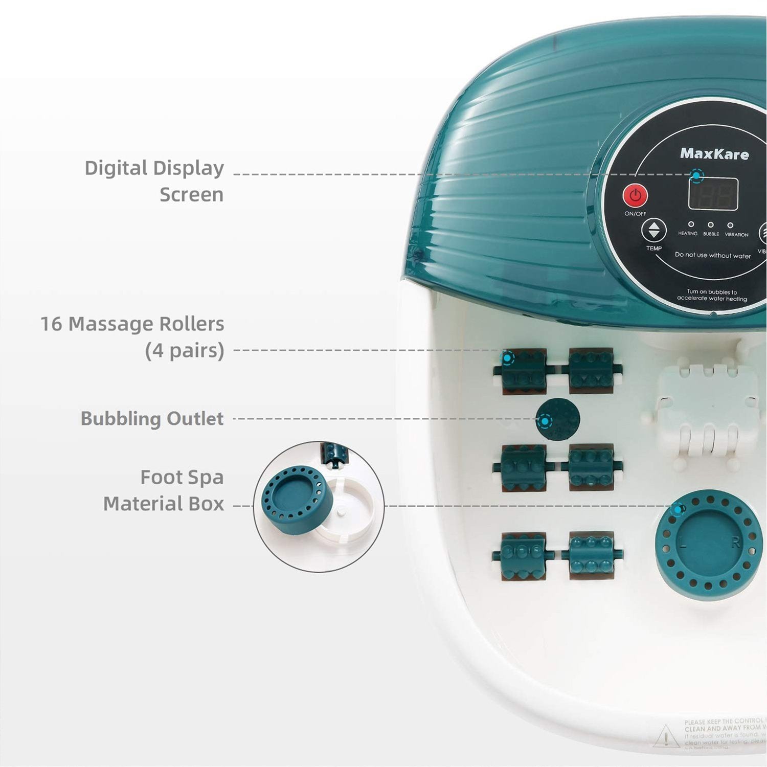 Load image into Gallery viewer, Foot Spa/Bath Massager with Heat, Bubbles, and Vibration, Digital Temperature Control, 16 Masssage Rollers with Mini Detachable Massage Points, Soothe and Comfort Feet - NAIPO