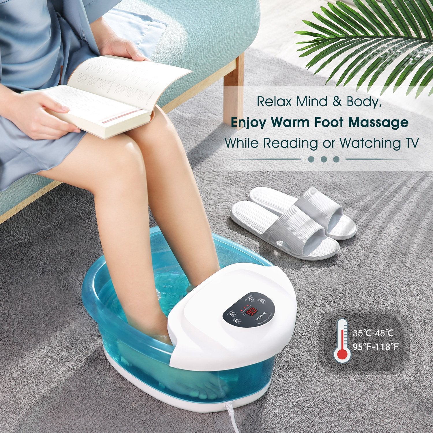 Load image into Gallery viewer, Foot Spa/Bath Massager with Heat Bubbles Vibration 3 in 1 Function, 4 Massaging Rollers Pedicure for Tired Feet Help Sleep Home Use - NAIPO