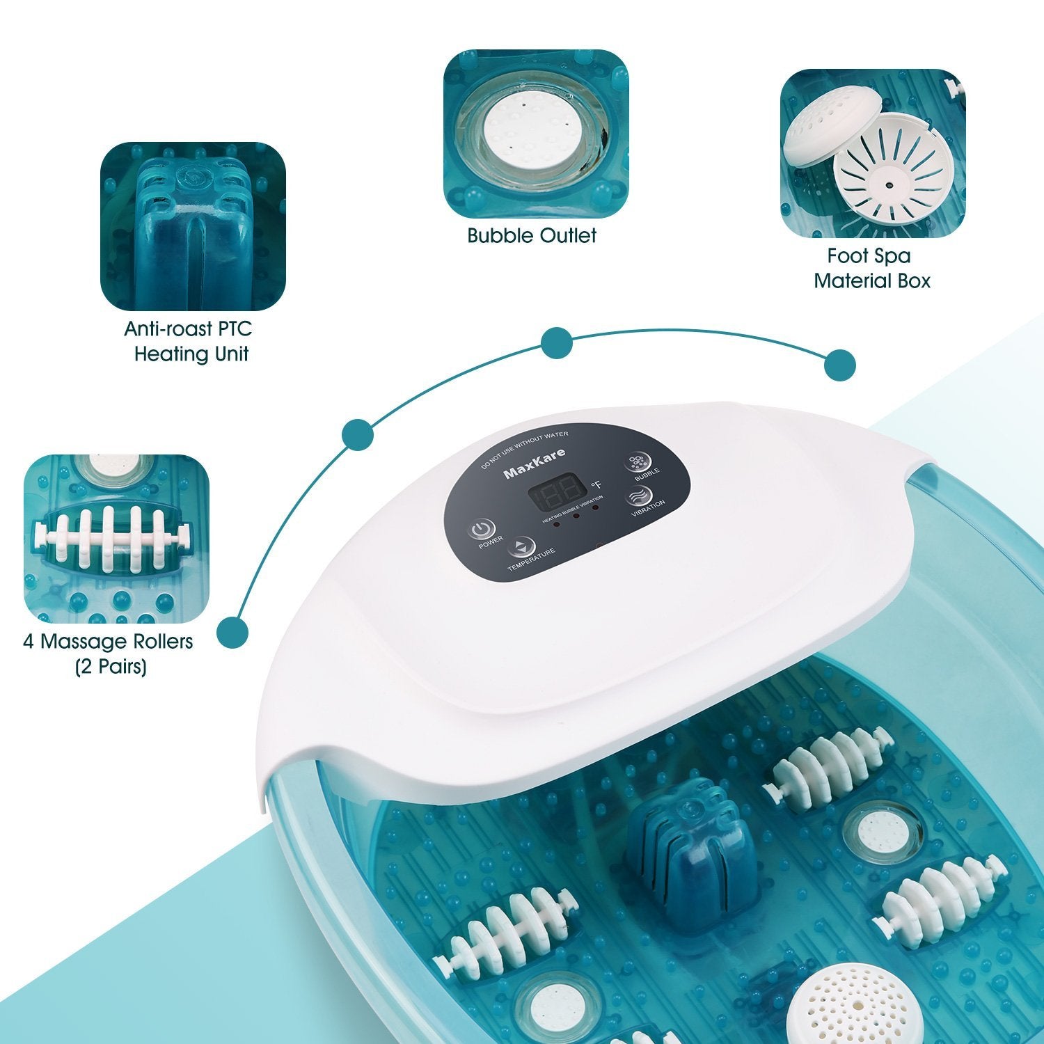 Load image into Gallery viewer, Foot Spa/Bath Massager with Heat Bubbles Vibration 3 in 1 Function, 4 Massaging Rollers Pedicure for Tired Feet Help Sleep Home Use - NAIPO