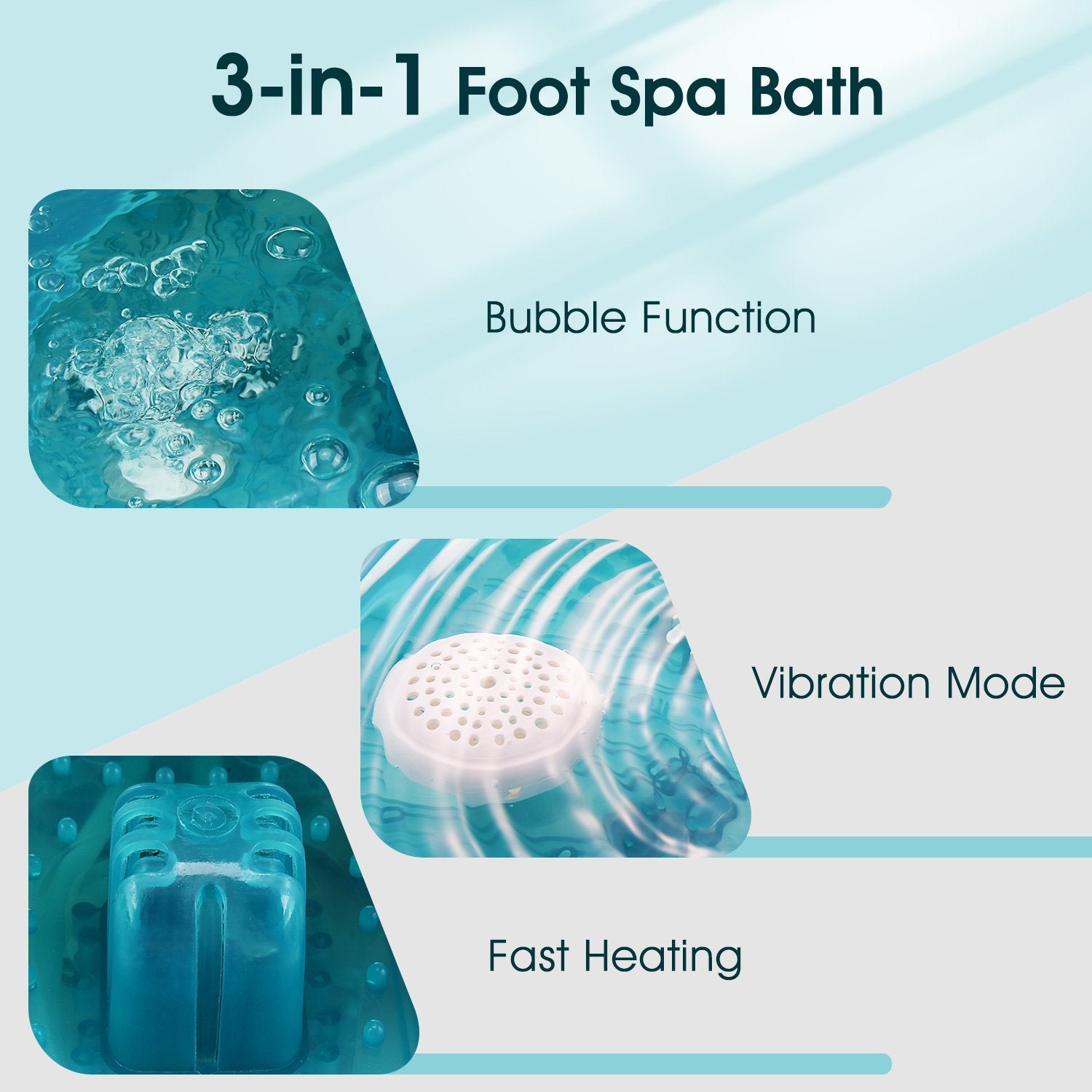 Load image into Gallery viewer, Foot Spa/Bath Massager with Heat Bubbles Vibration 3 in 1 Function, 4 Massaging Rollers Pedicure for Tired Feet Help Sleep Home Use - NAIPO