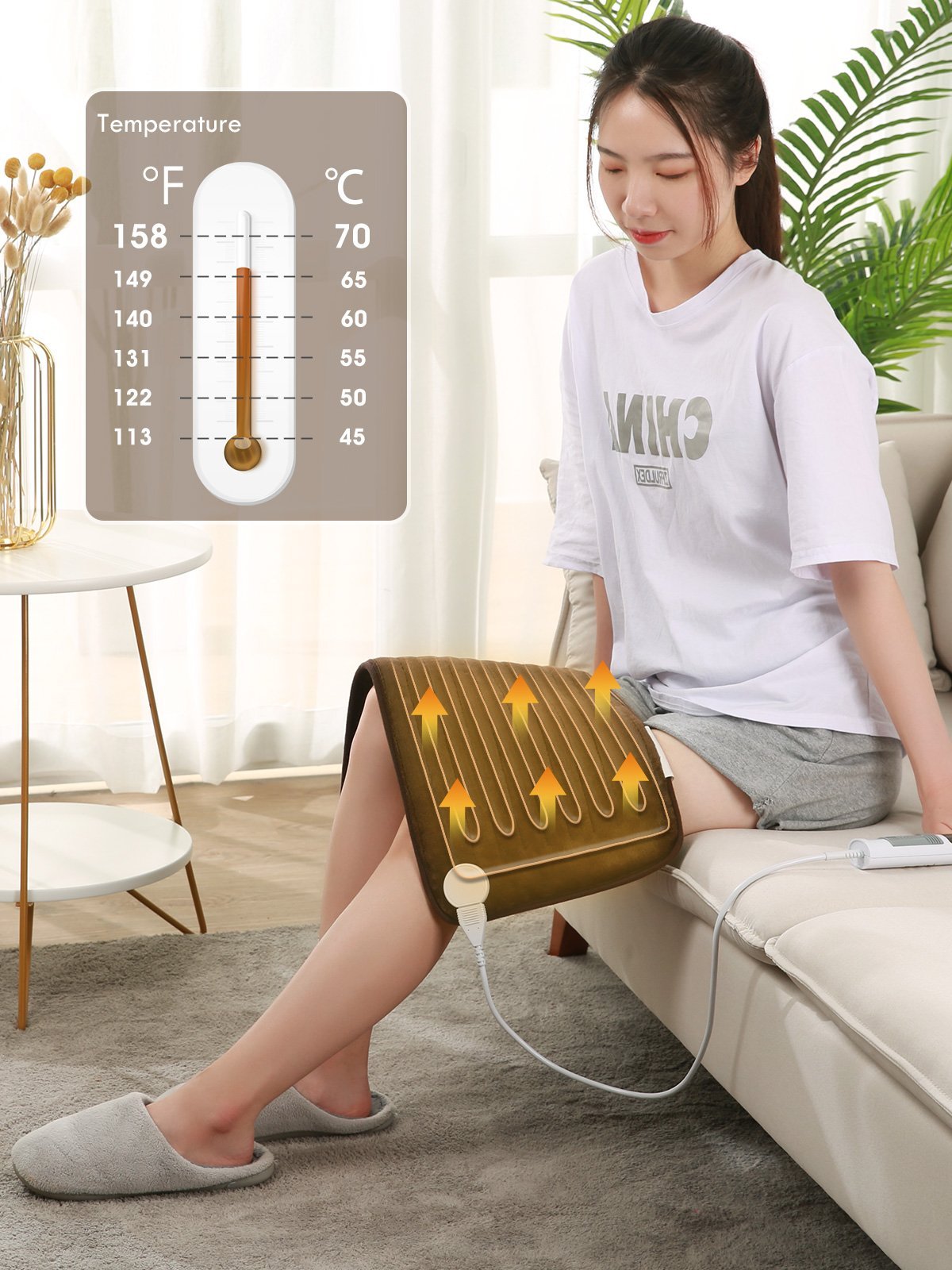 Load image into Gallery viewer, Heating Pad for Full Body Pain Relief, Super Soft and Extra Large, Safe 1.5 Hours Auto Shut Off, 6 Levels Heating Settings, 12 x 24 Inch, Full Body Use, Chestnut - NAIPO