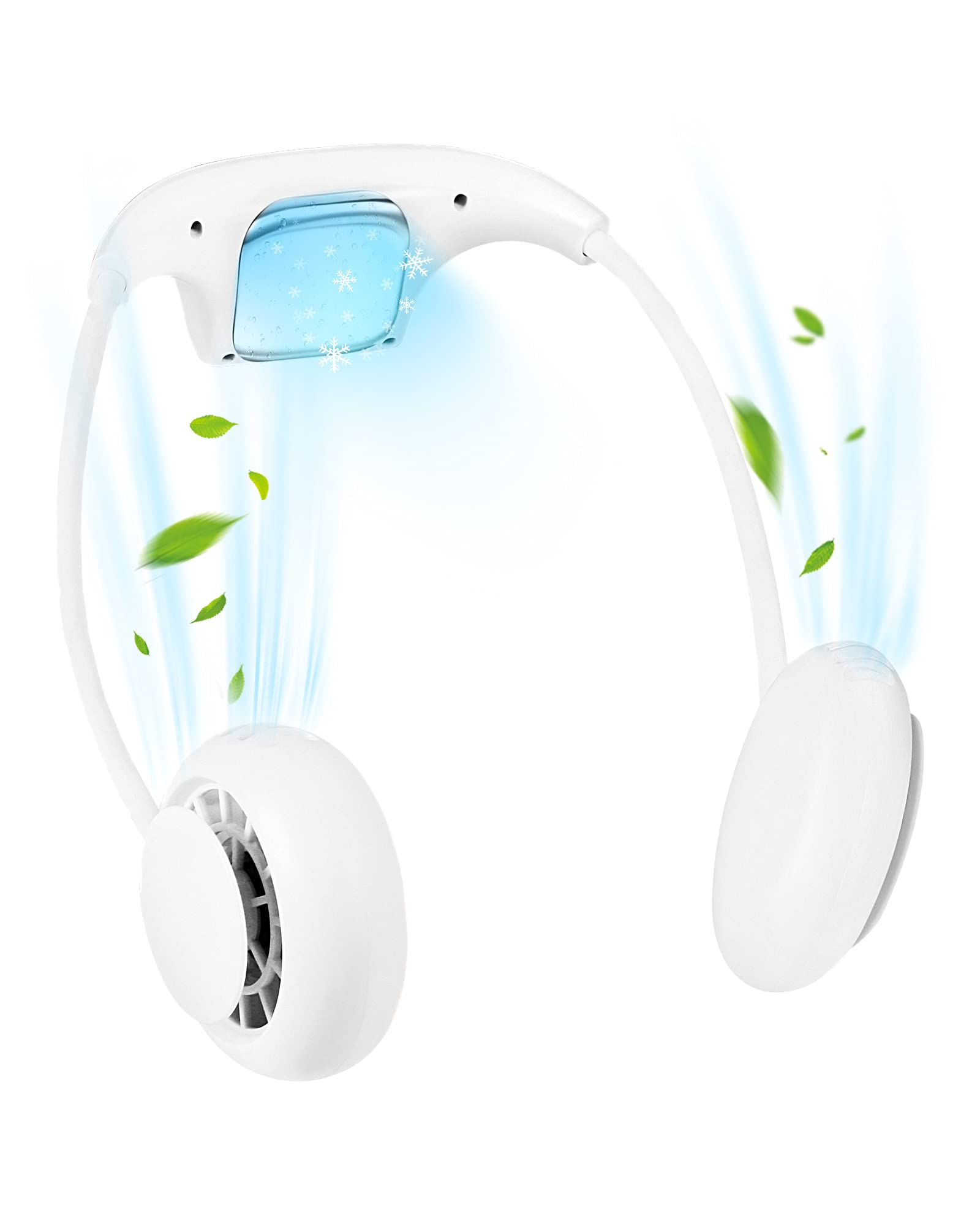 Load image into Gallery viewer, Portable Neck Fan with Refrigeration, Personal Cooling Fans, 3 Wind Speeds, 4800mAh Battery Operated Rechargeable USB Fan for Home Office Outdoor-White
